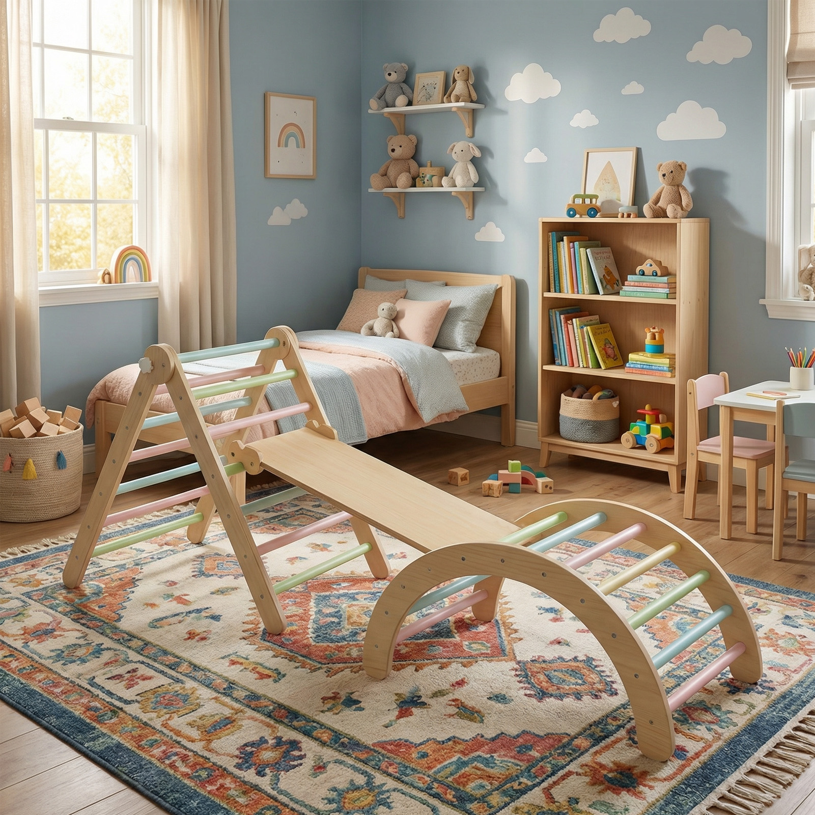 Jeu escalade bois enfant 1-3 ans, aire jeux intérieure