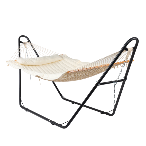 Hamac avec support, double, robuste, ajustable, beige