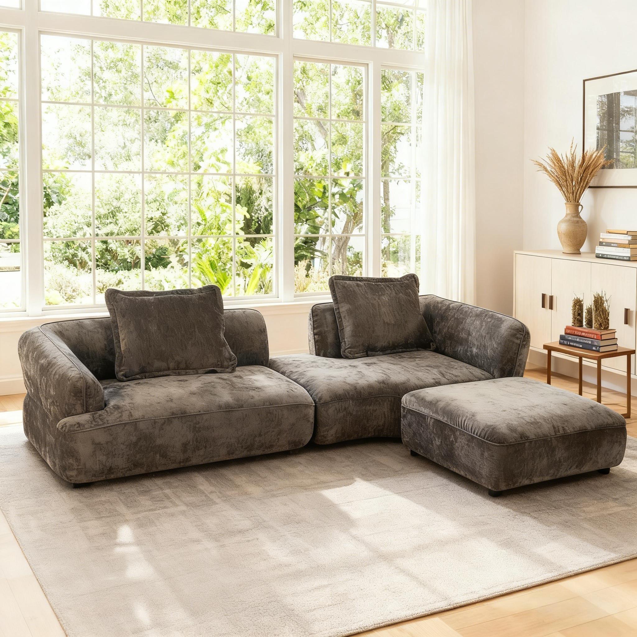 Canapé sectionnel L 122po moderne mousse compressée 2 pièces