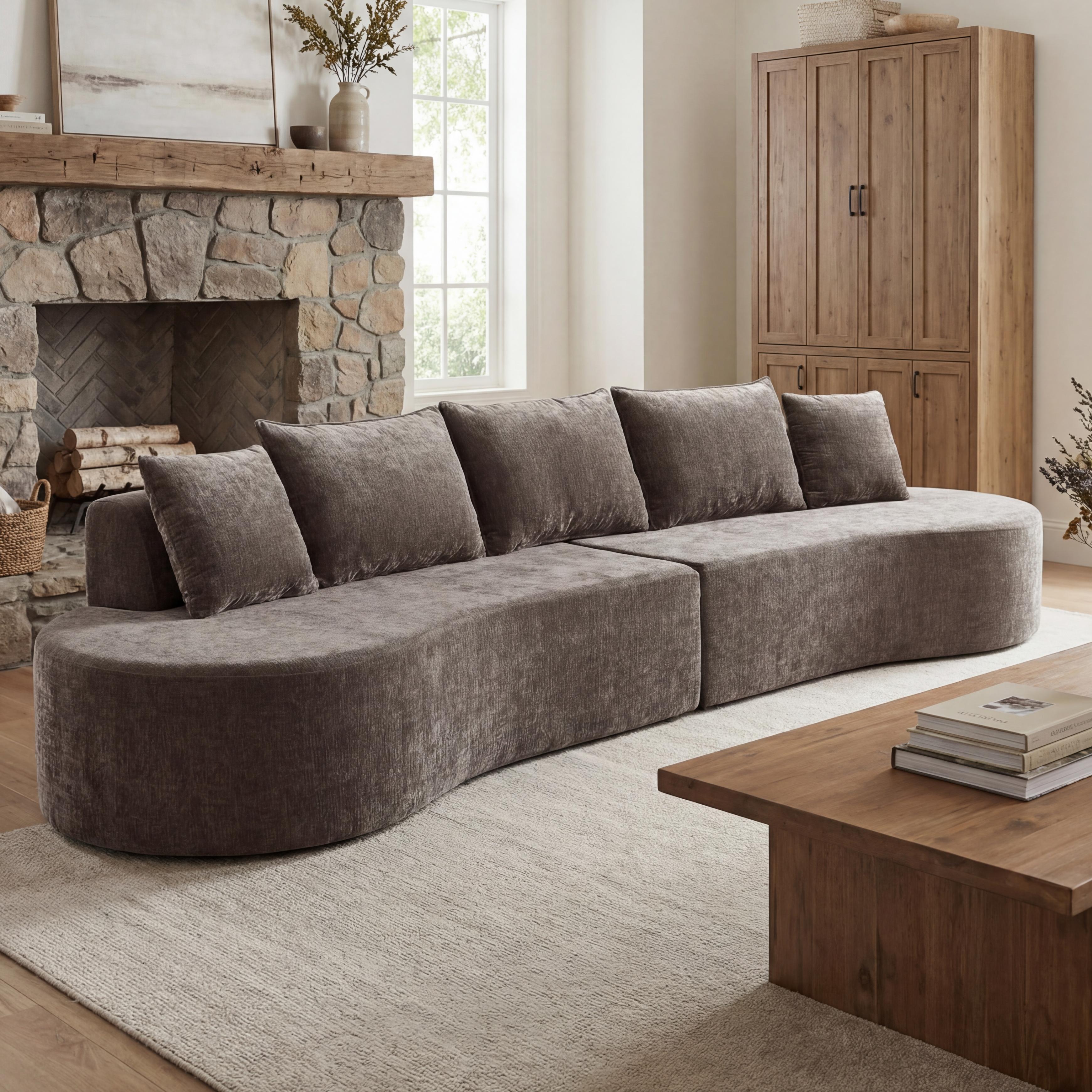 Sofa sectionnel courbé modulaire 138,6 po 2 pièces mousse comprimée