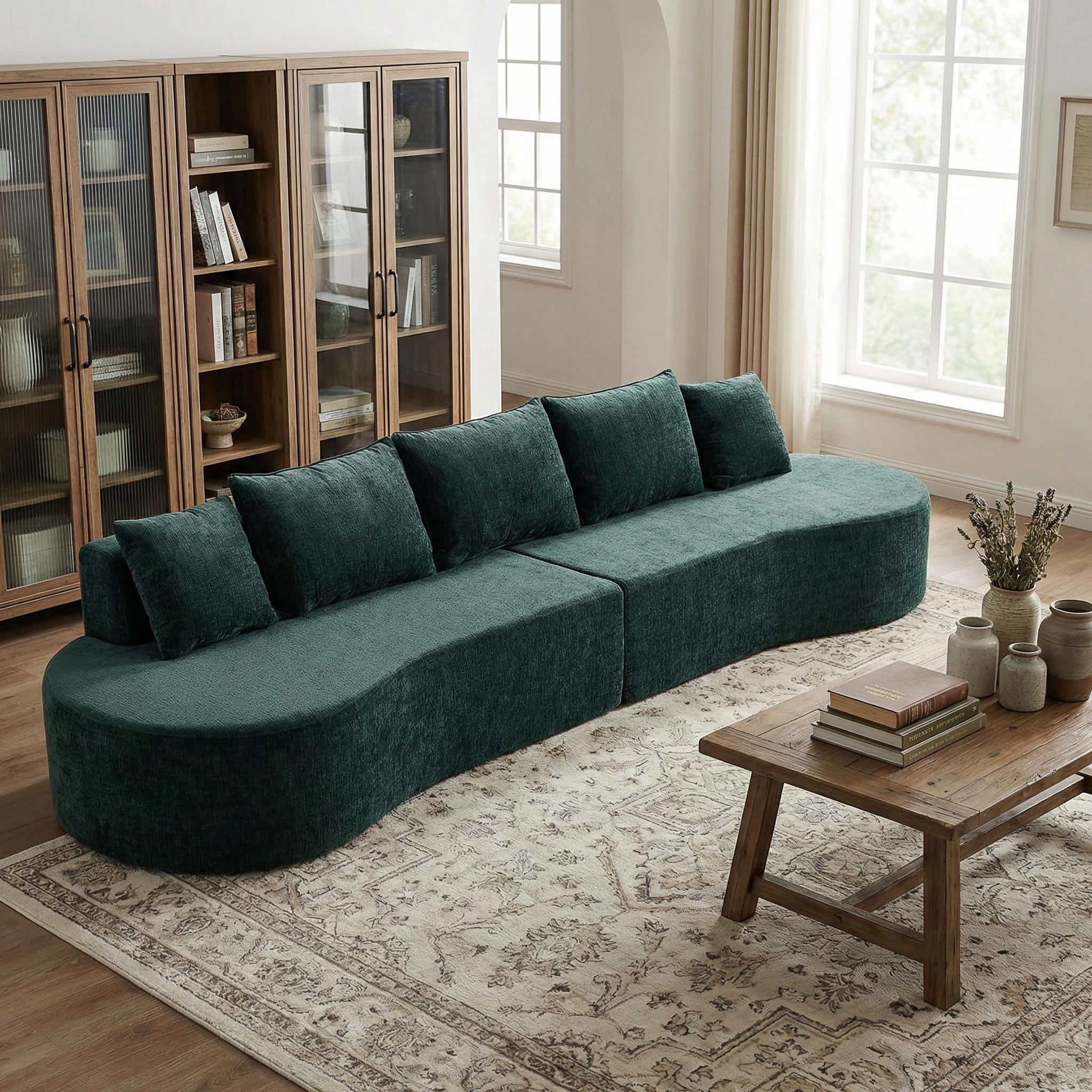 Sofa sectionnaire courbé 138,6po, mousse comprimée