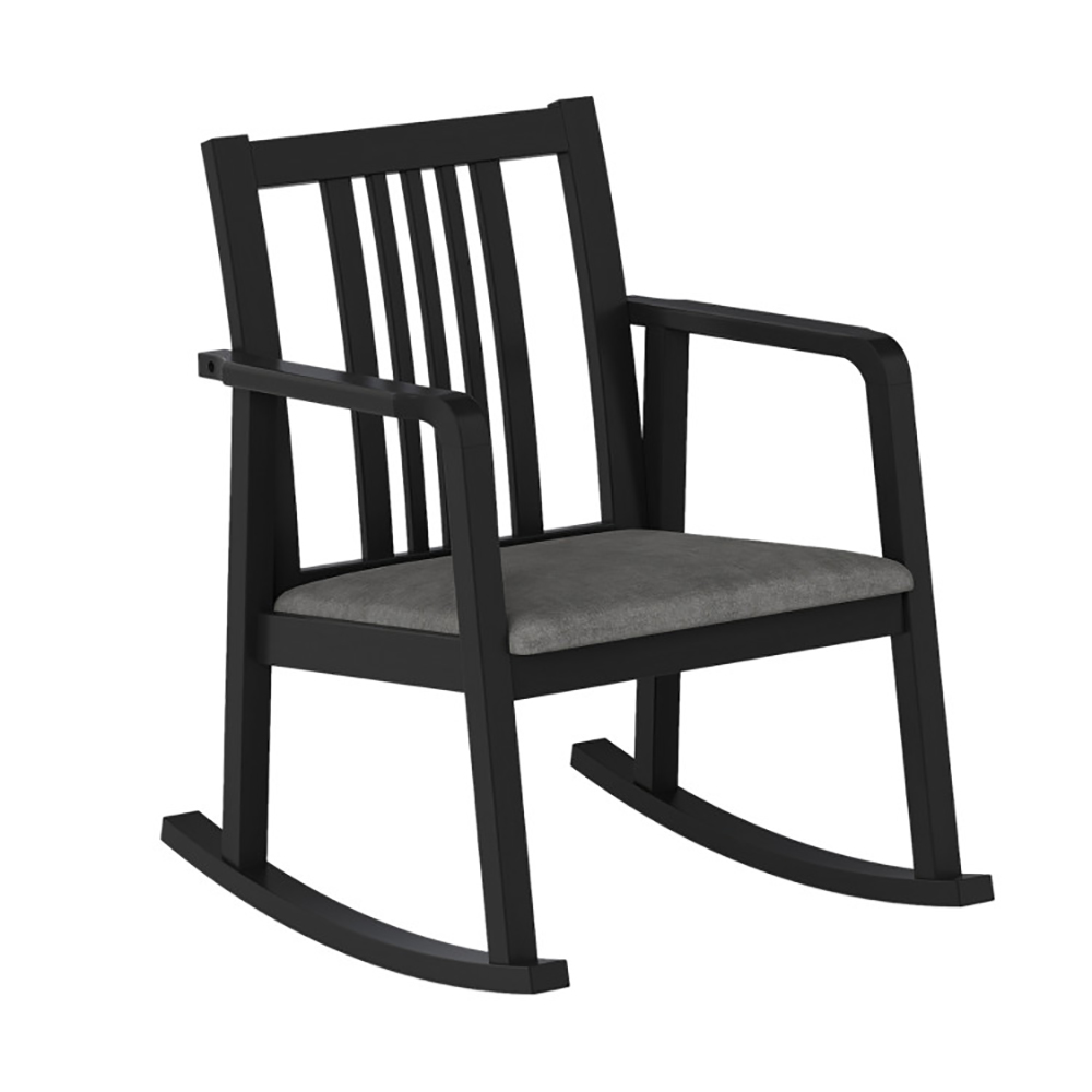 Chaise berçante bois, dossier ajouré, salle de séjour
