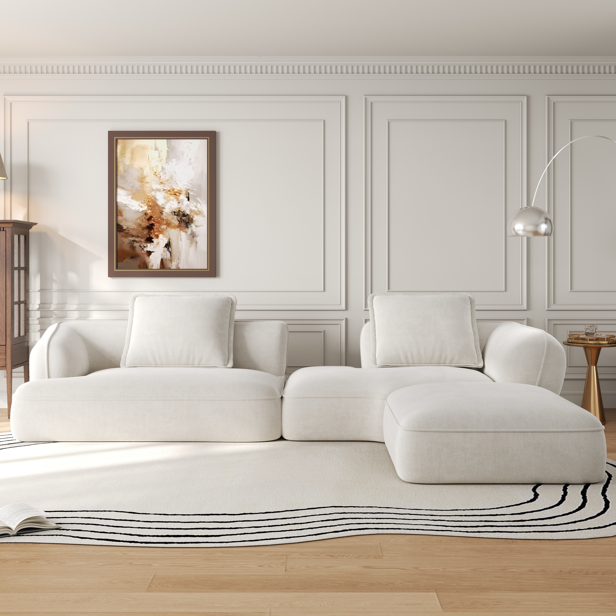 Sofa sectionnel 122po L, mousse comprimée haute densité, lounge moderne