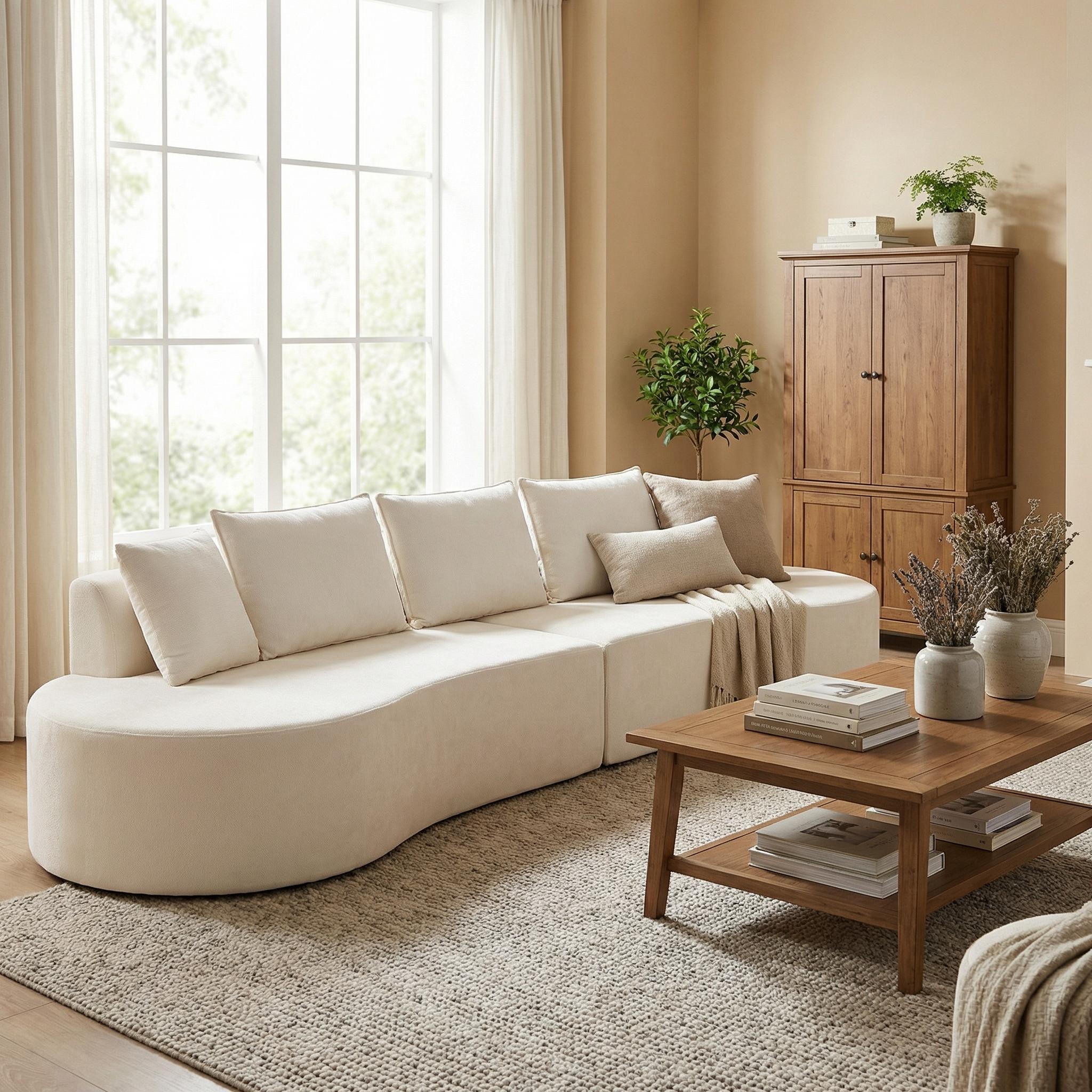 Sectionnelle modulaire courbe 138,6" moderne, mousse, 2 pièces