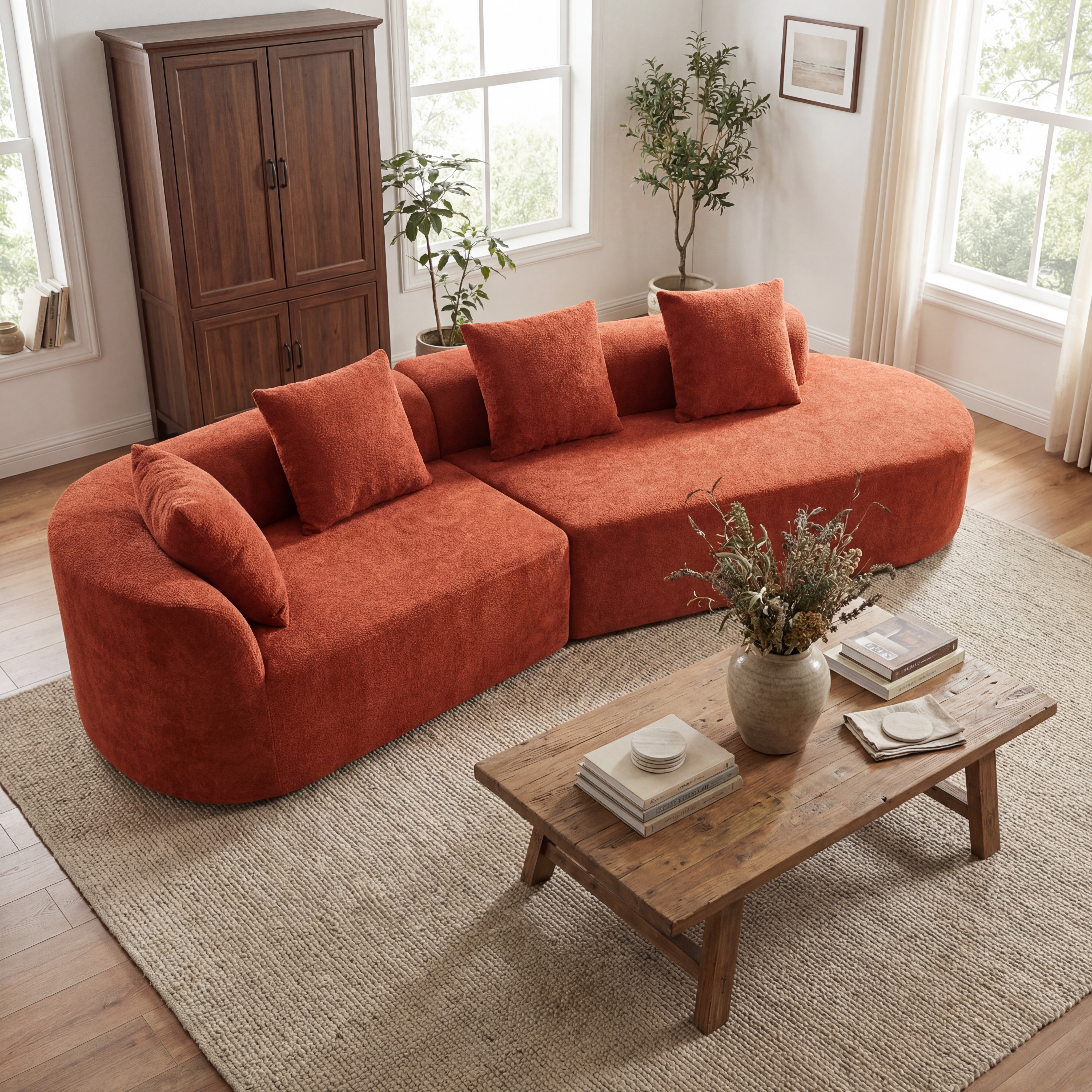 Sectionnelle courbe 116" mousse comprimée, 2-pièces
