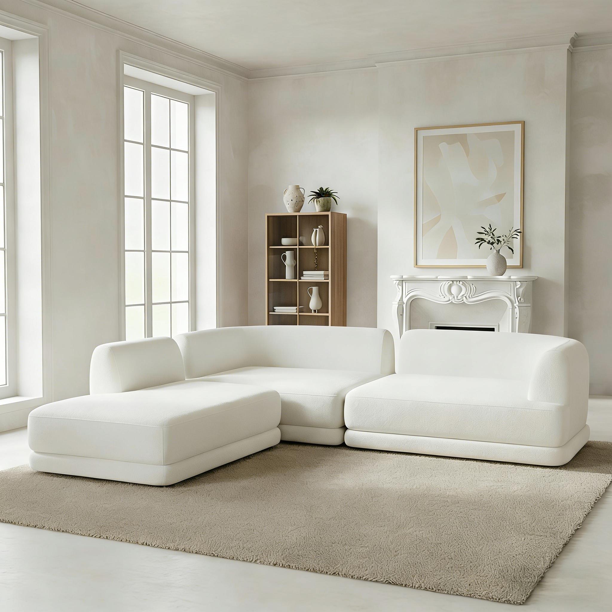 Causeuse L 115" moderne, mousse haute densité, dossier haut