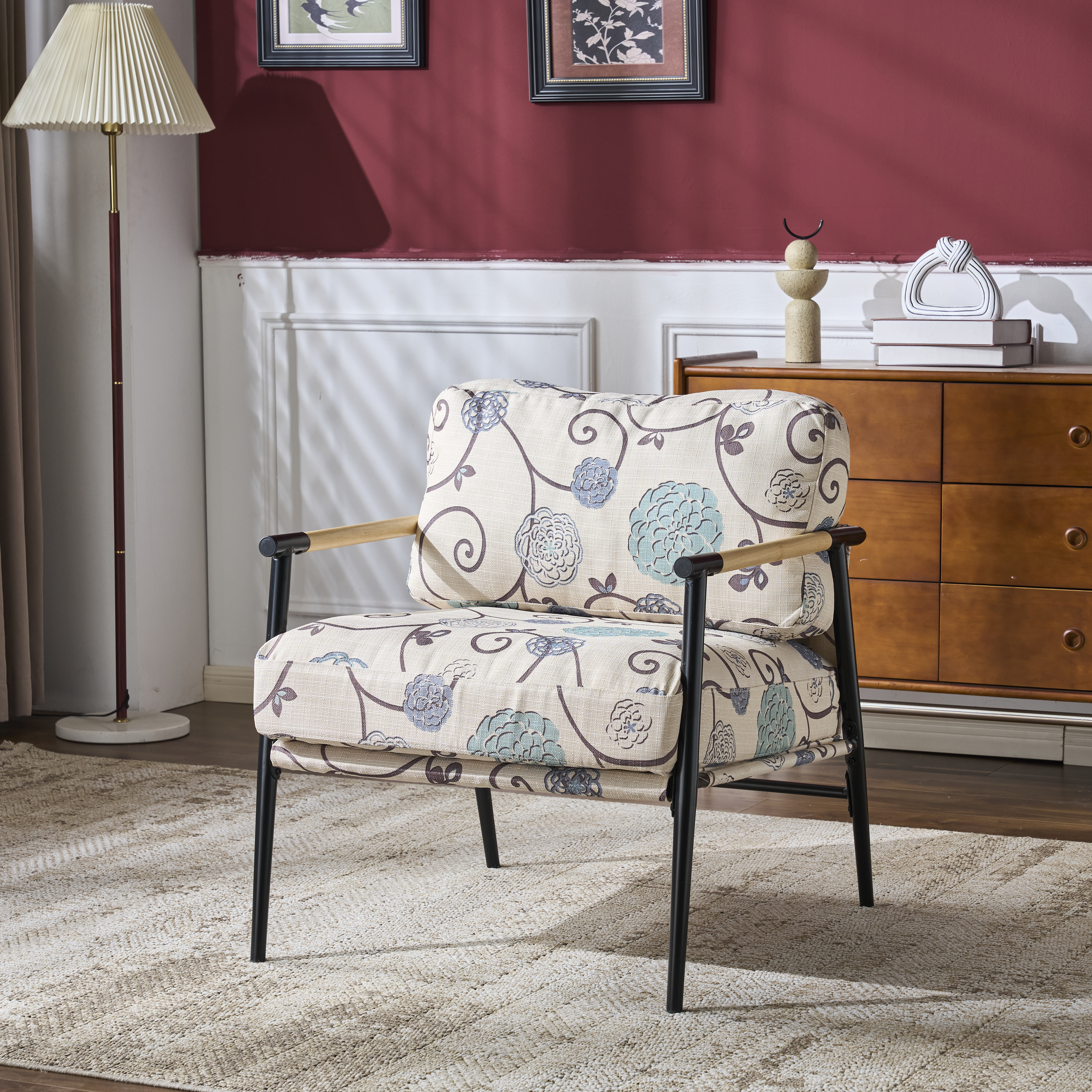 Fauteuil moderne 27,56 po coussin, cadre métal