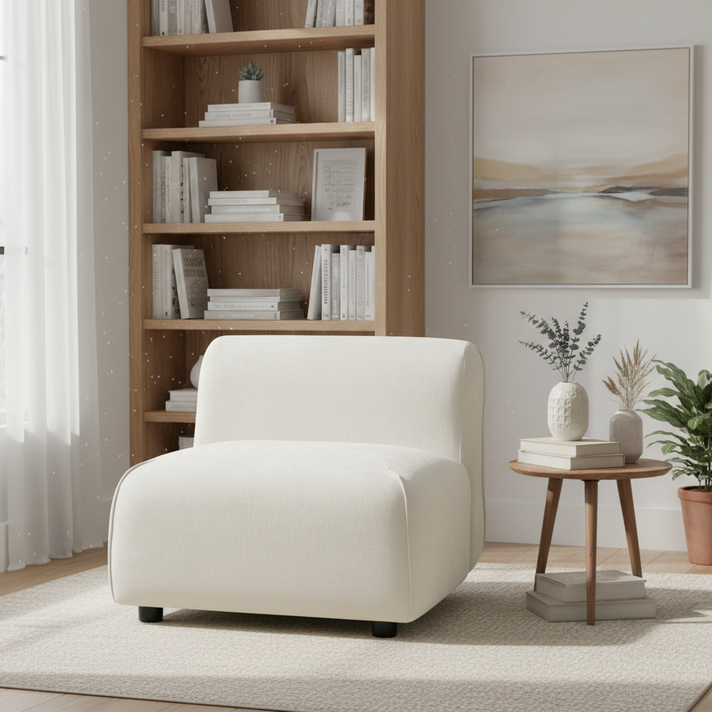 Chaise appoint courbe rembourrée moderne