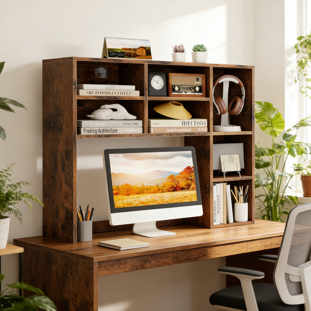 Bibliothèque bureau 7 cubbies 3 tablettes ajustables