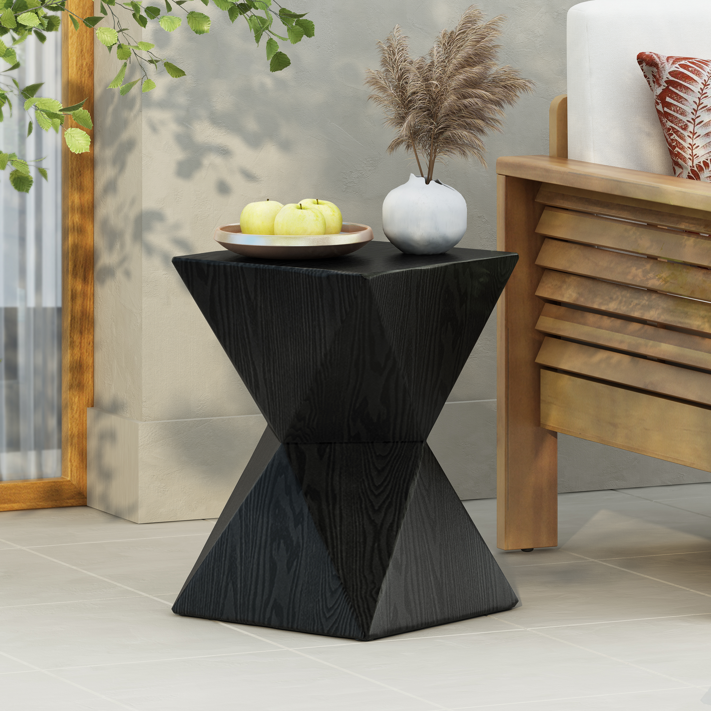Table Côté Béton 14,25po Noir Prismatique Résistant