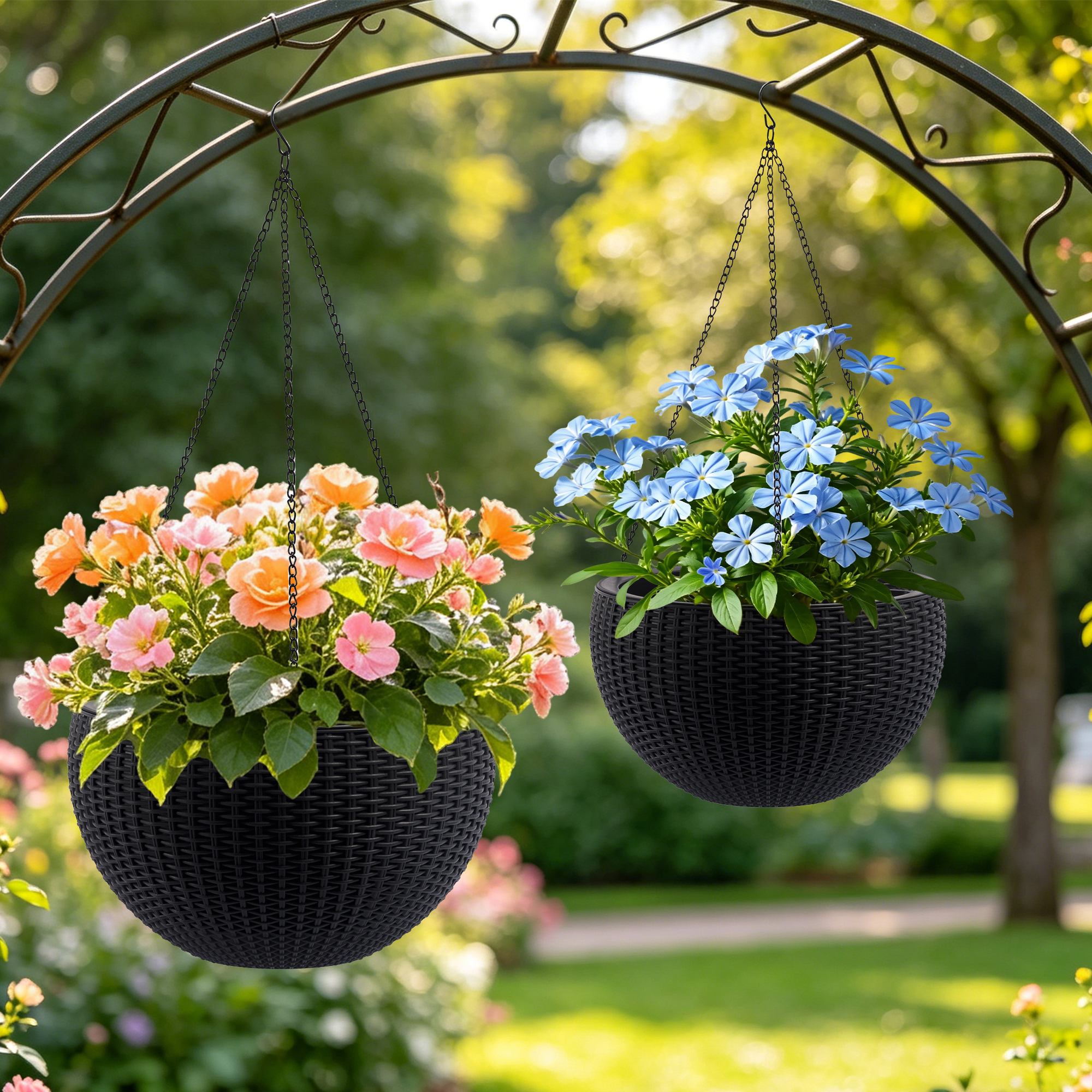Jardinière suspendue 13,4po, 2 pack, couleur noir