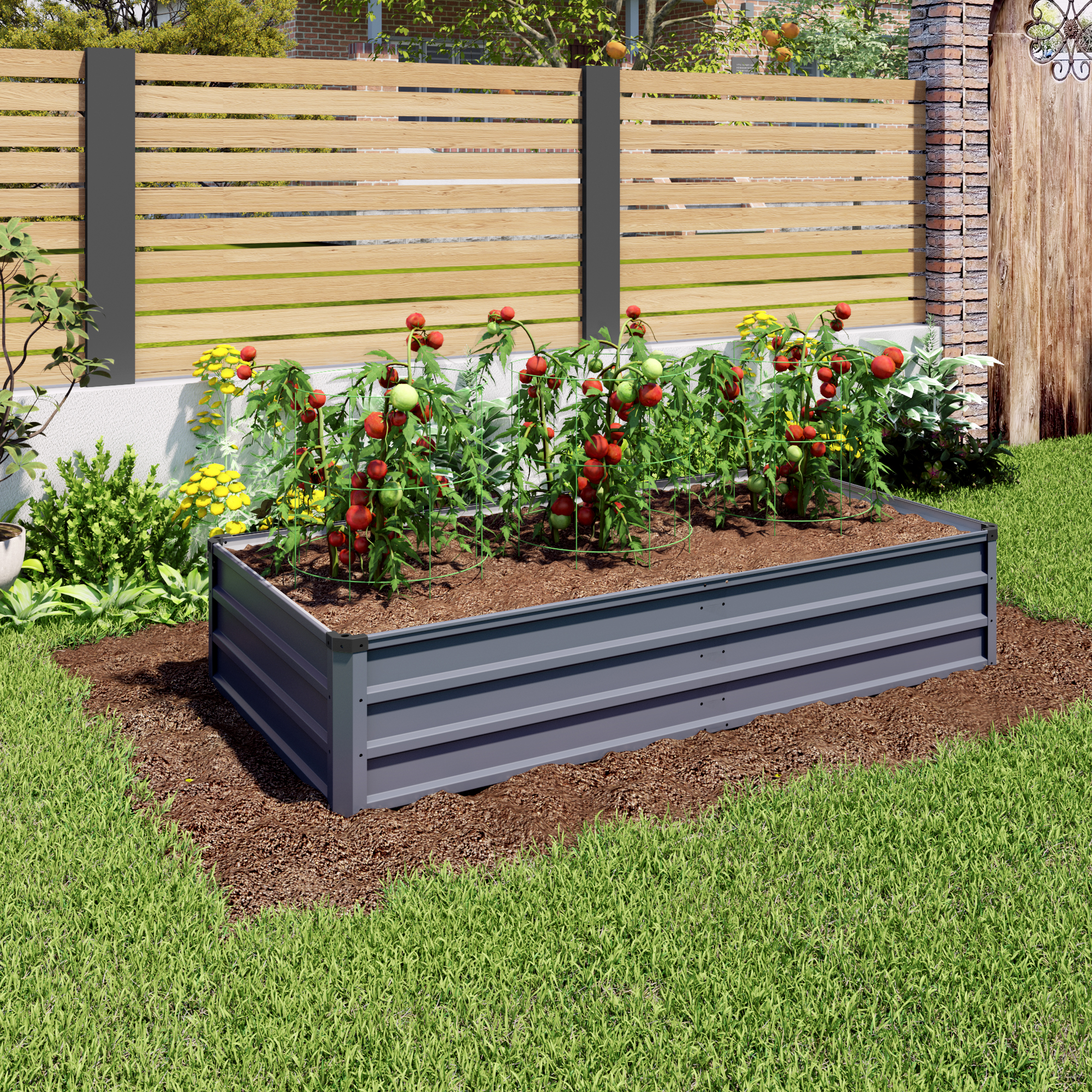 Lit jardin 6x3x1pi galvanisé gris métal