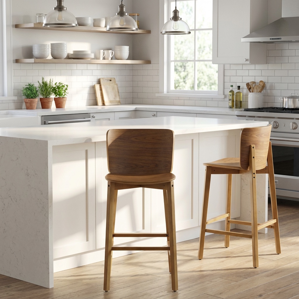 Tabouret bar bois intérieur Pari noyer ensemble 2