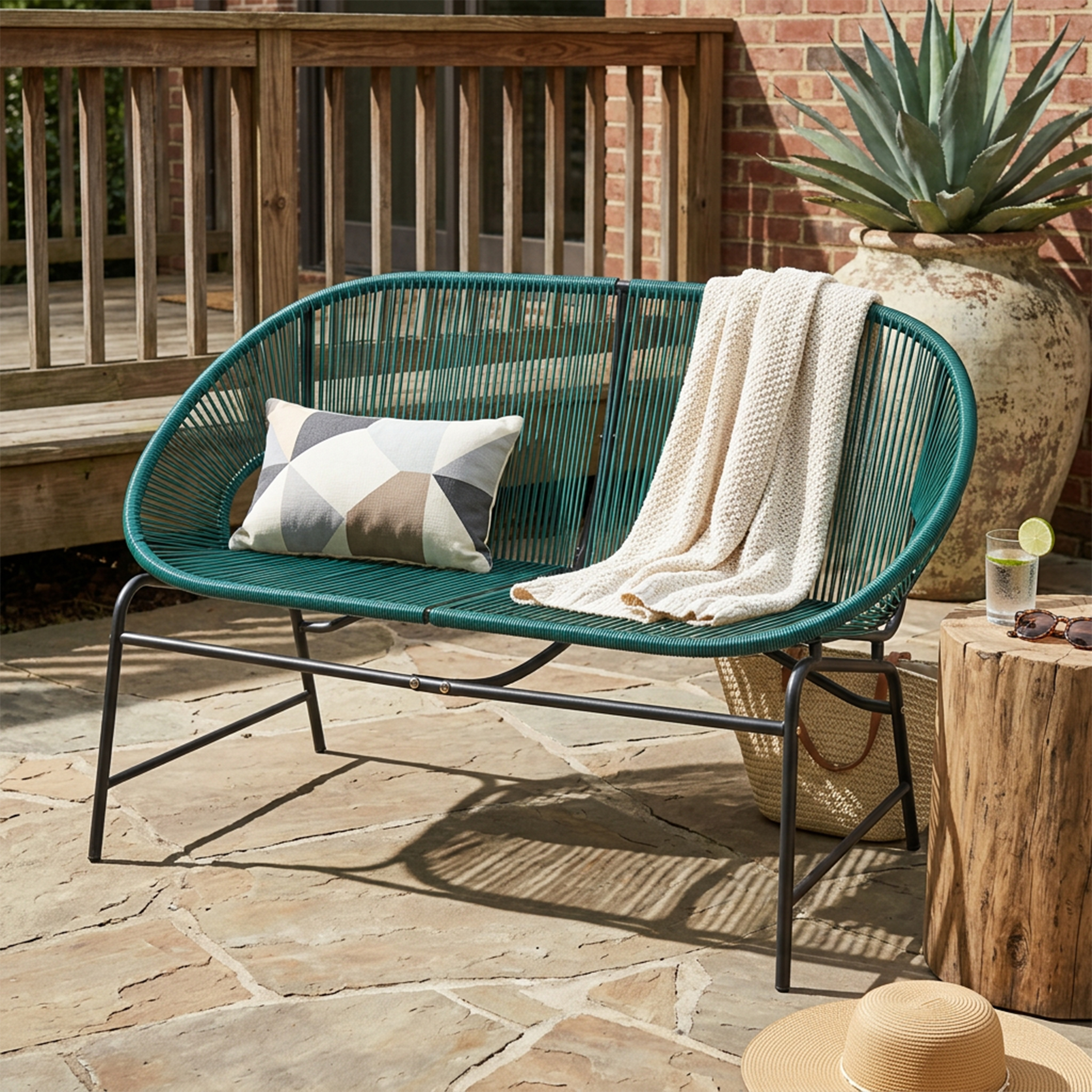 CONDESSA causeuse patio rotin PE vert