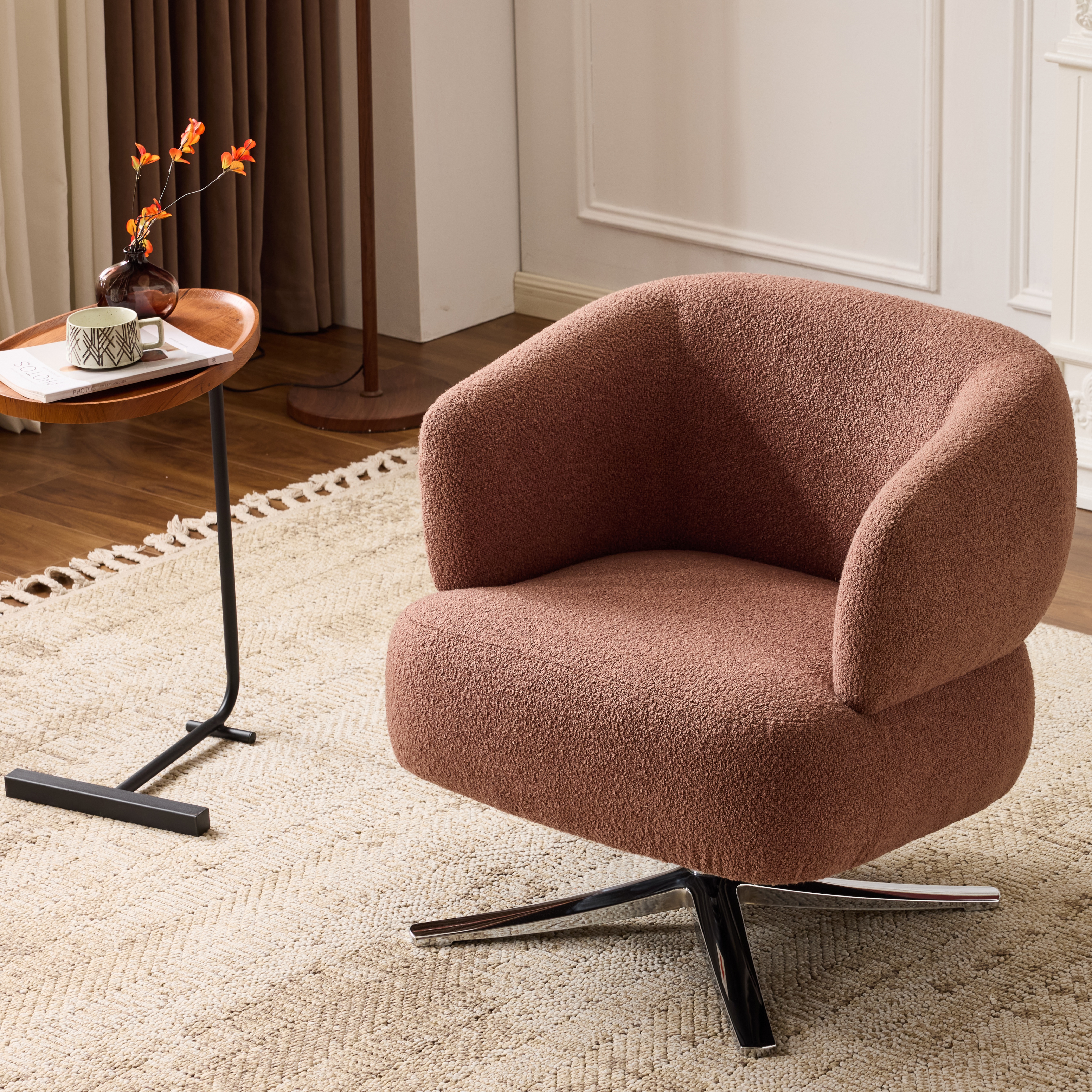 Fauteuil pivotant style câlin, rouge, balcons/salons