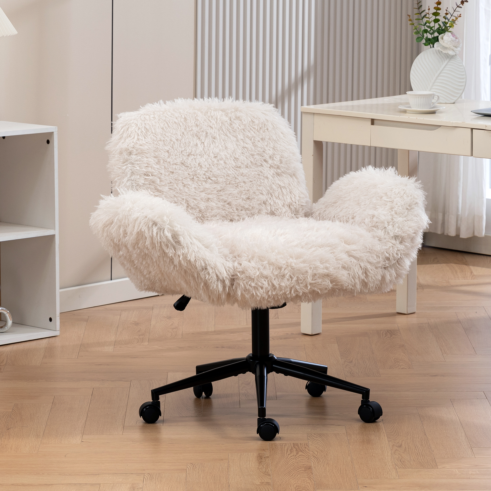 Chaise croisée bras ajustables 5 positions laine beige