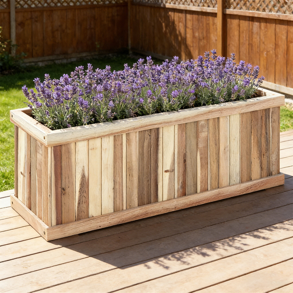 Jardinière surélevée bois acacia naturel drainage