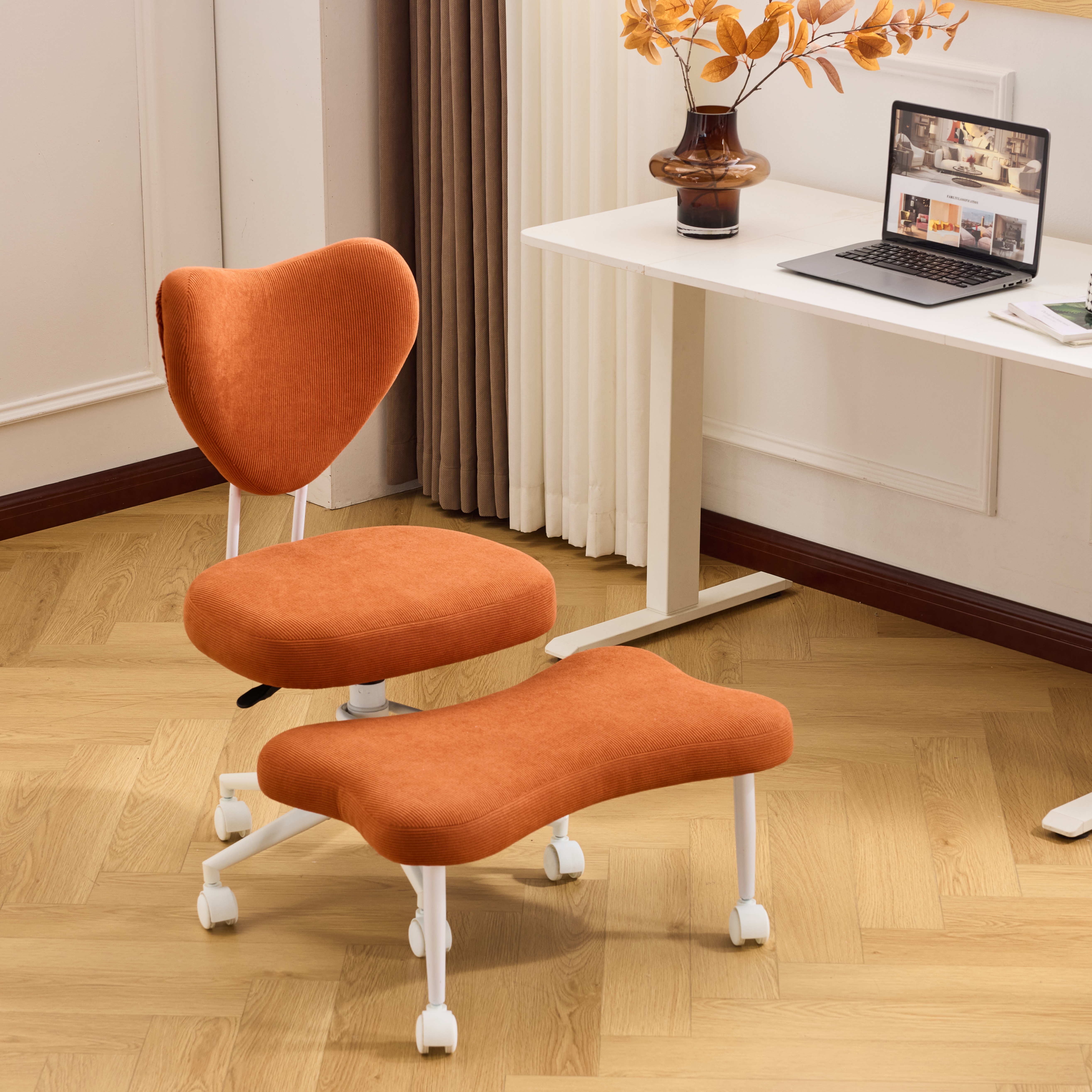 Chaise méditation ergonomique, support lombaire, orange