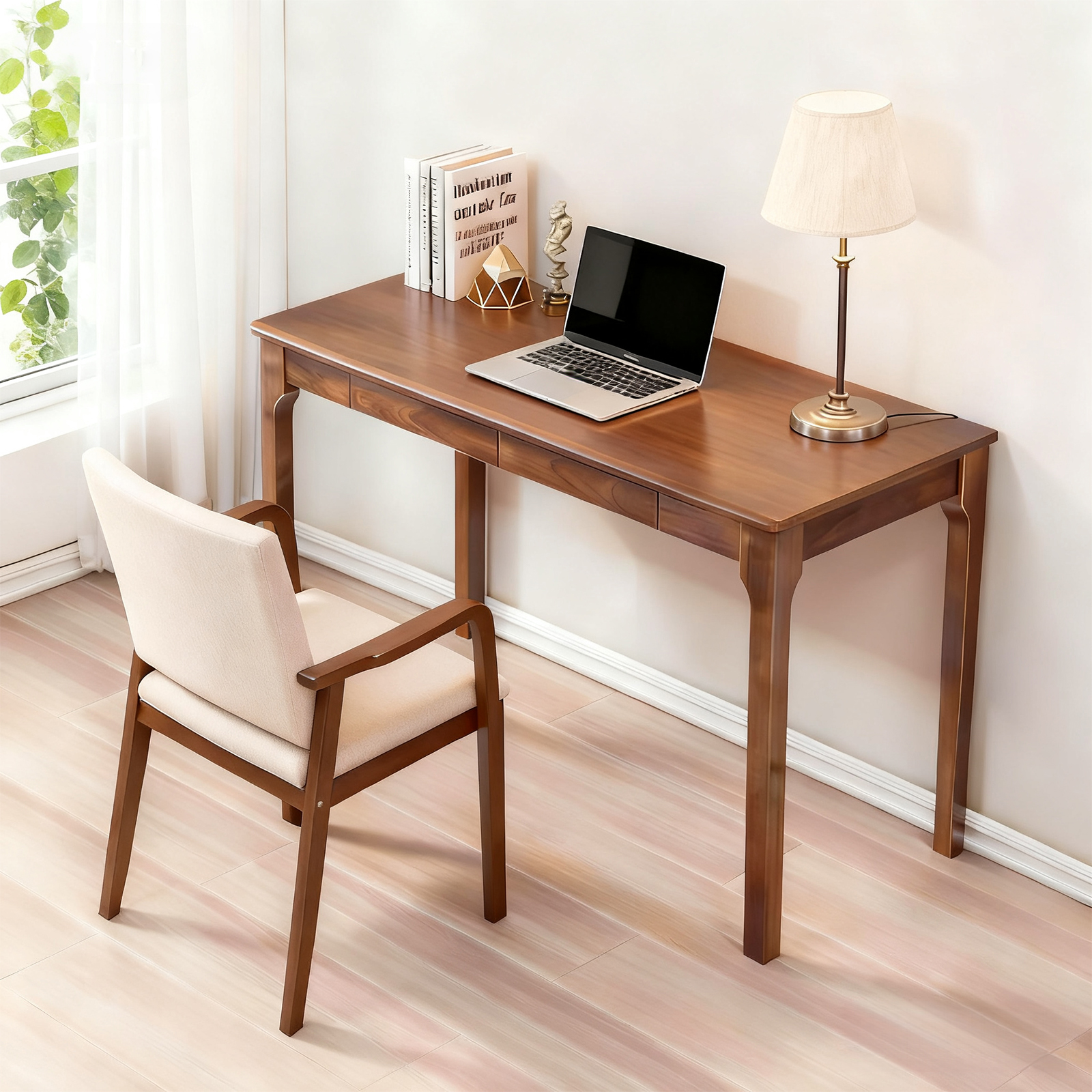 Bureau bois tiroirs 47.24x21.65x29.53po noyer
