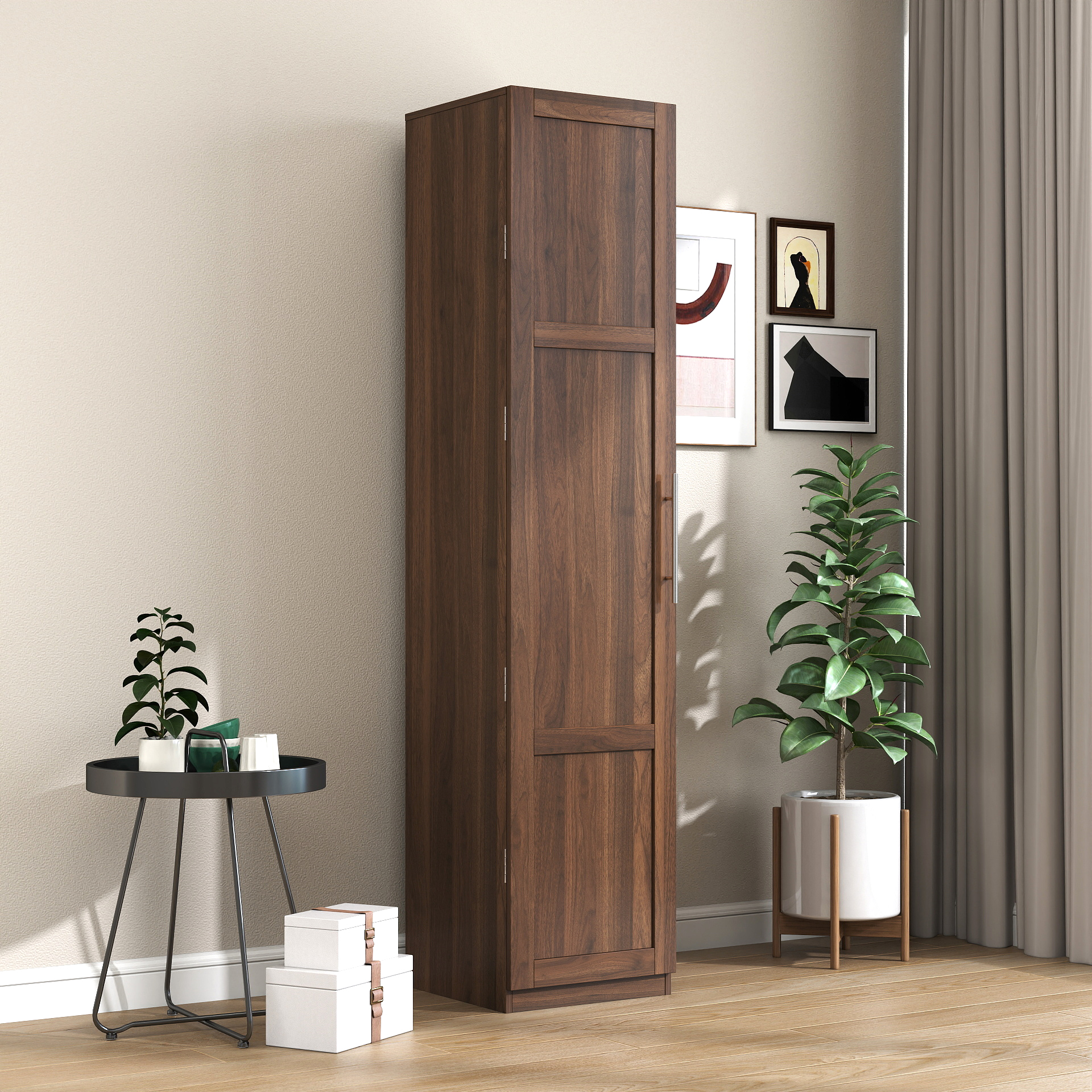 Armoire cuisine noyer garde-manger portes étagères
