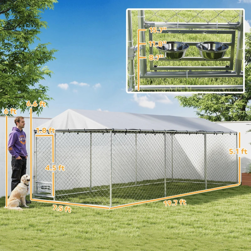 Enclos chien extérieur 20x7.5x6.5pi, auvent imperméable UV