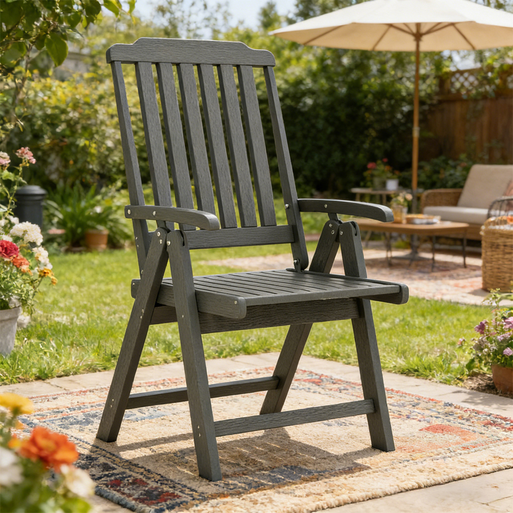 Chaise patio pliable HDPE accoudoirs