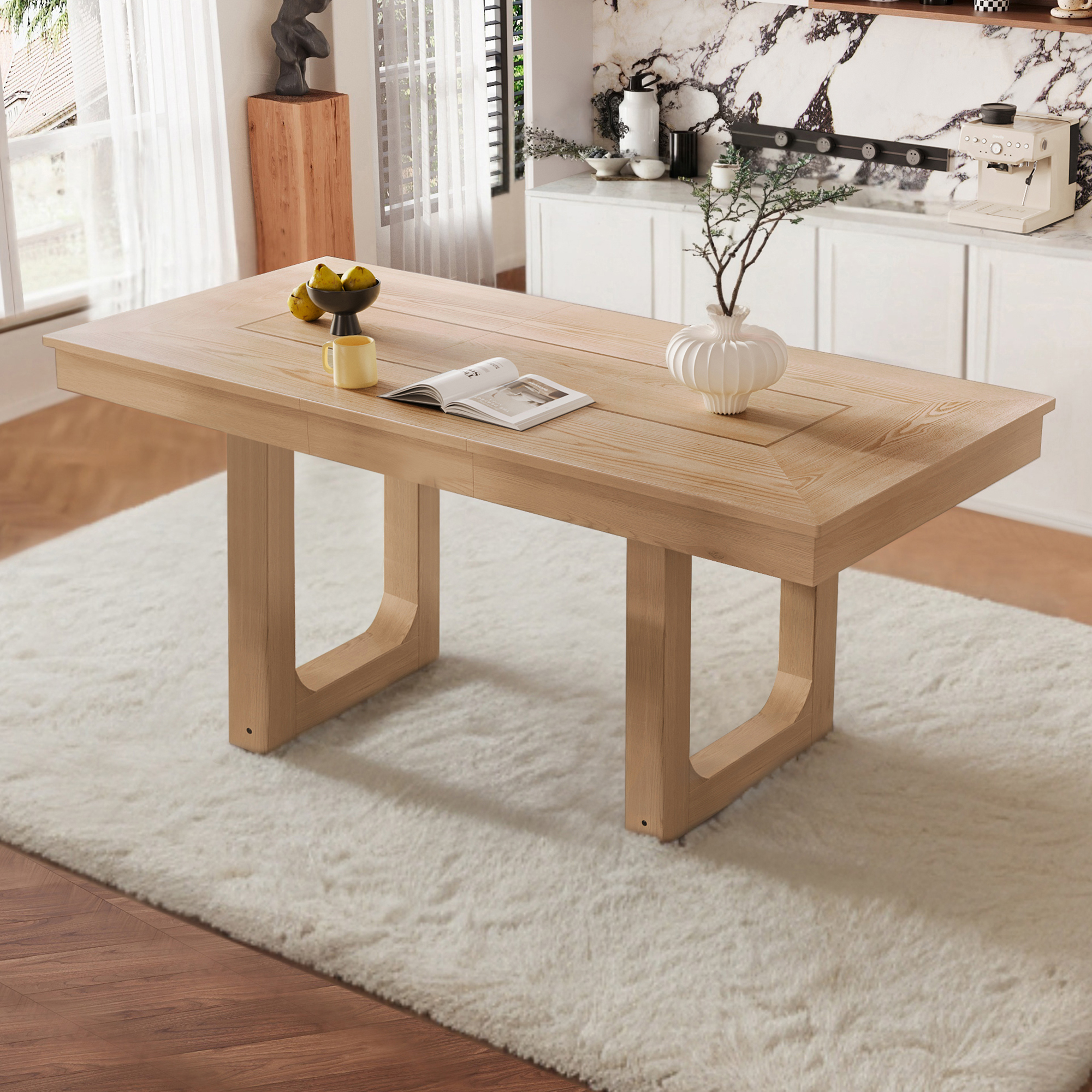 Table extensible 60-78 po, bois ferme naturel