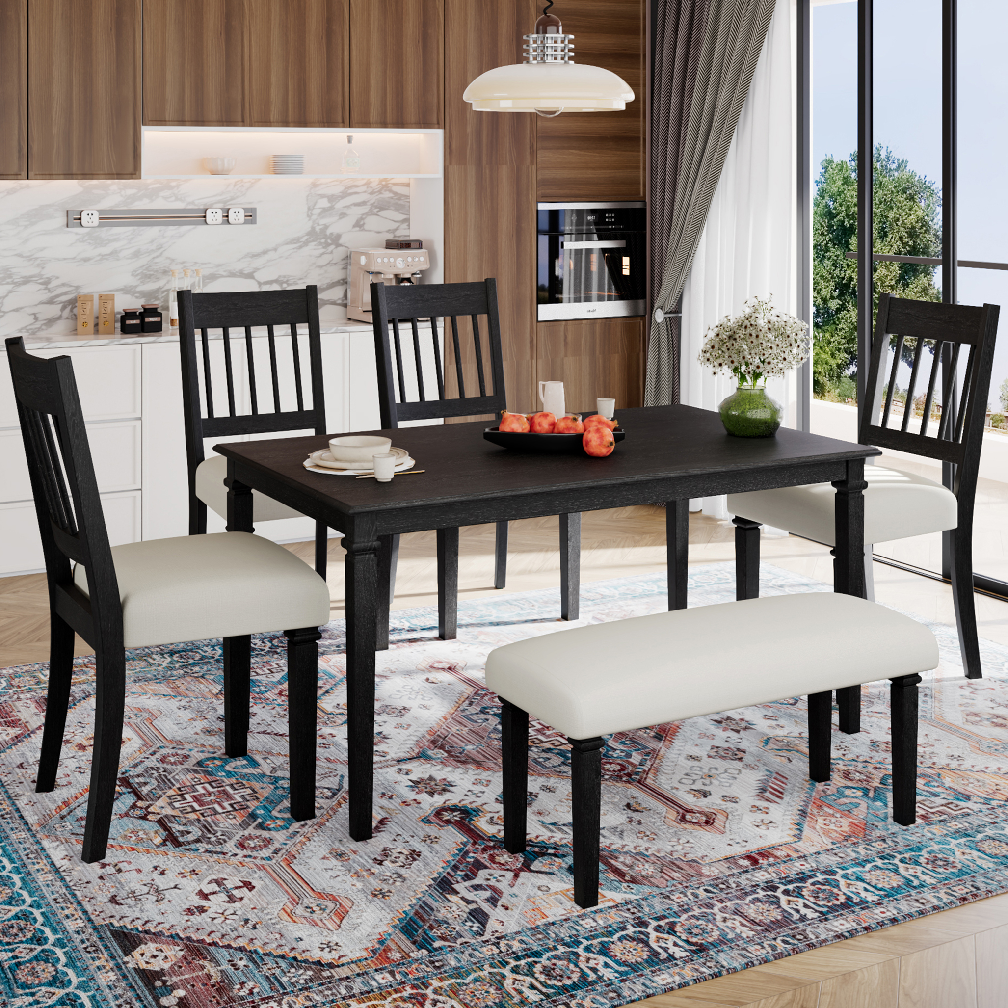 Ensemble salle à manger rétro 6 pièces DOVETAIL GREY N752S000031
