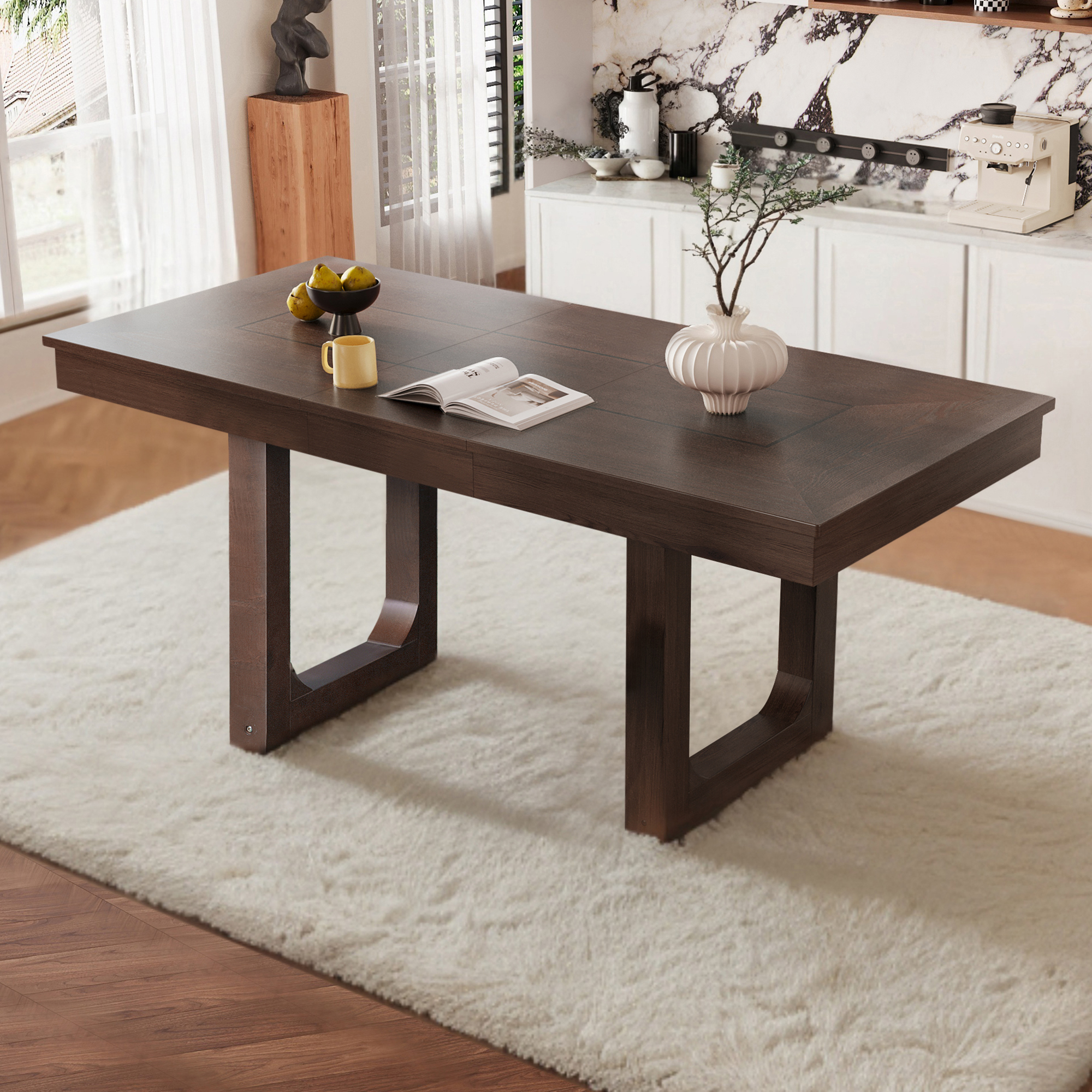 Table salle manger extensible 60-78 po noyer 4-8 places