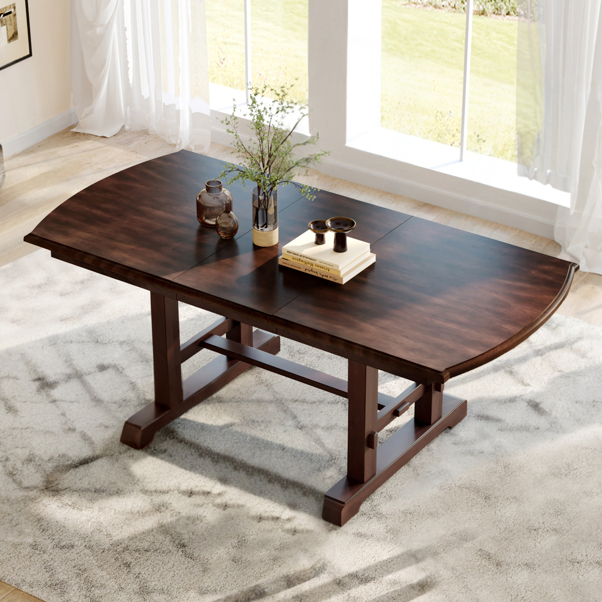 Table à manger extensible 59-77 po, bois ferme, cerise