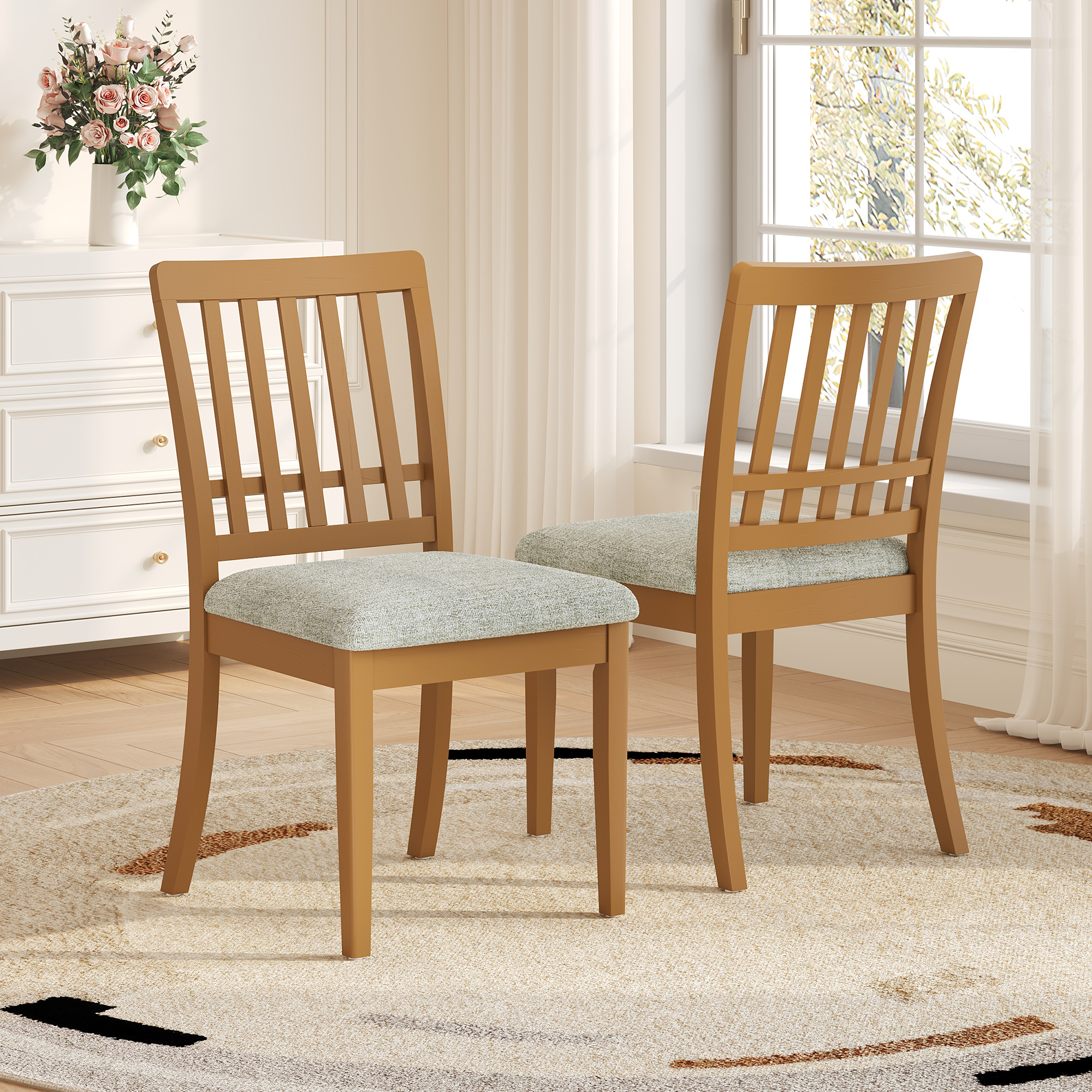 Chaises salle à manger 2 pièces Scand dos courbe marron