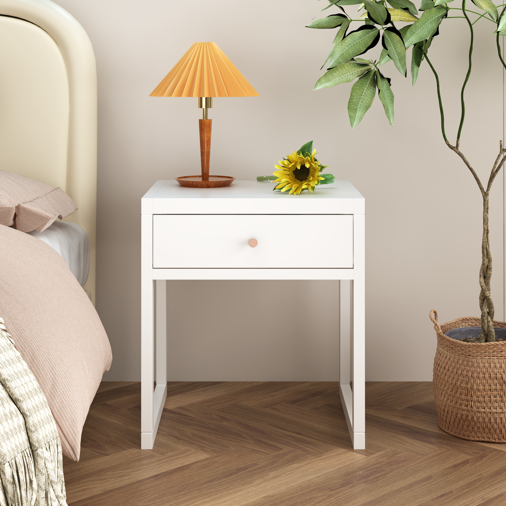 Table nuit blanc minimaliste 1 tiroir compact