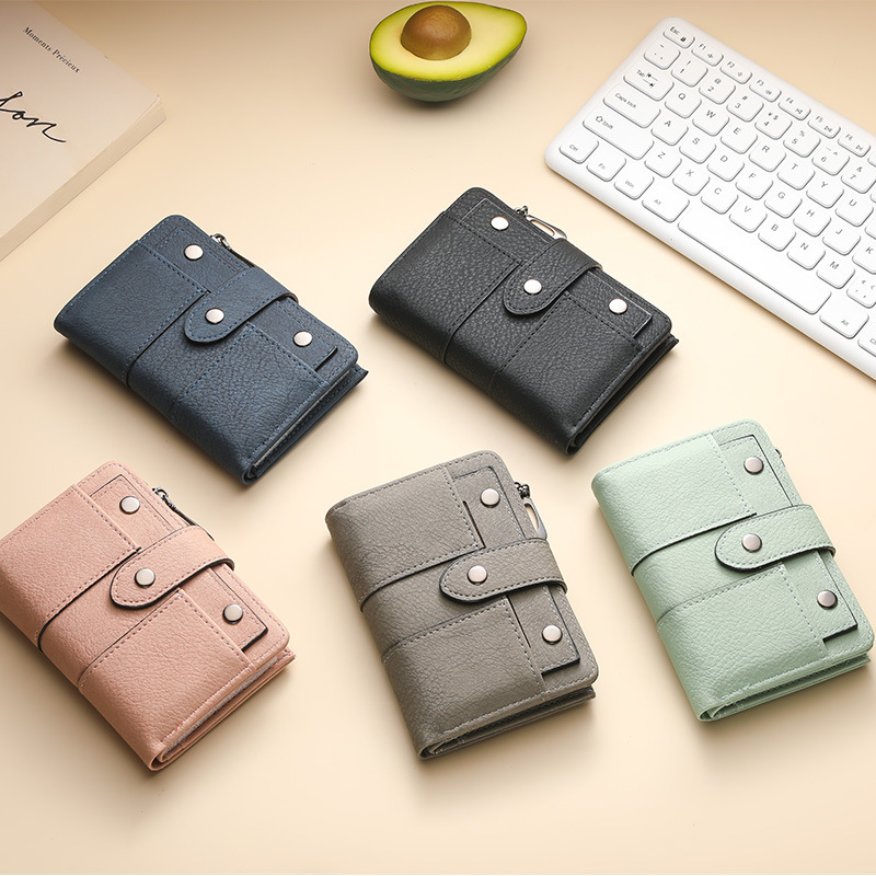 Portefeuille femme cuir mince bifold organisateur cartes amovible