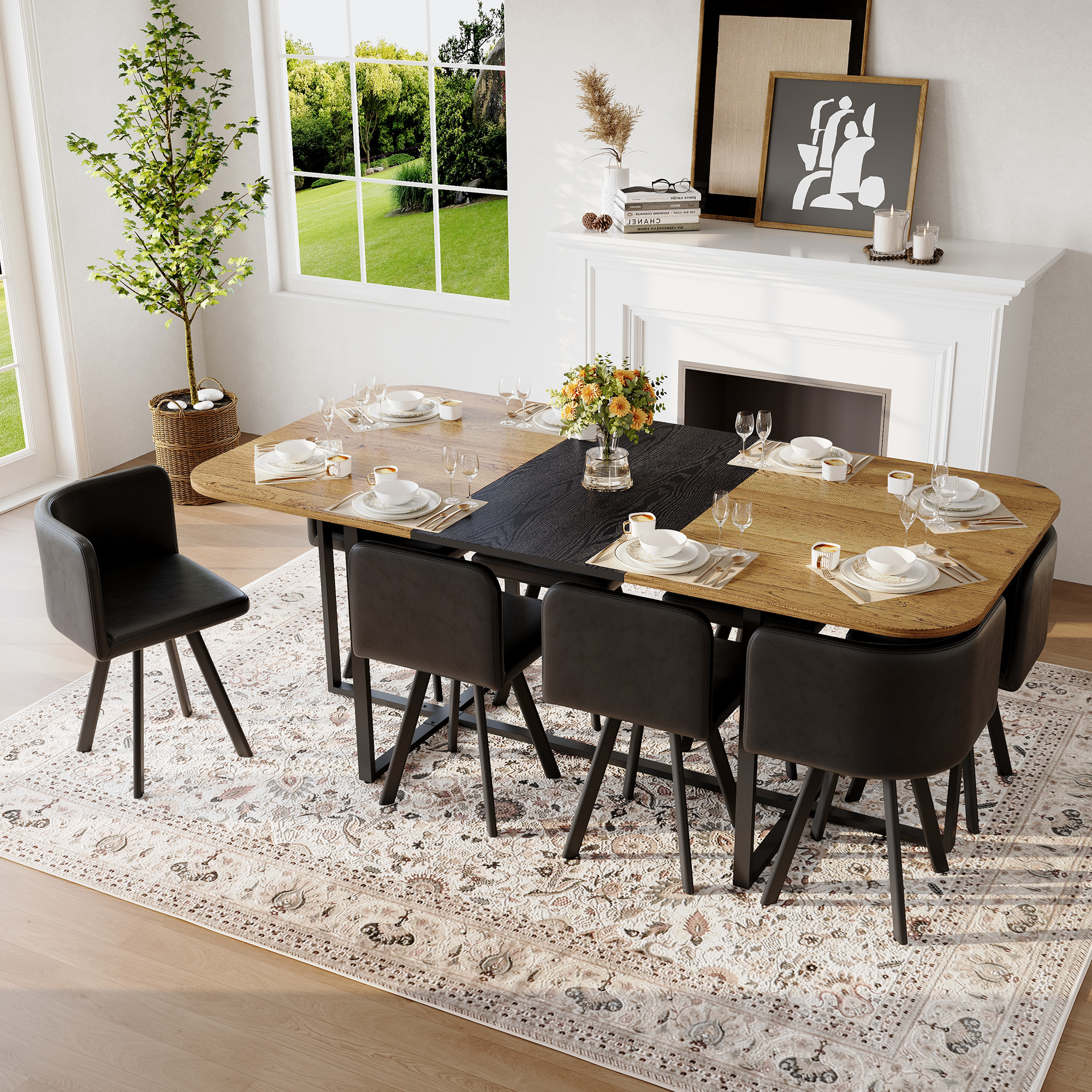 Ensemble table salle à manger 9 pcs 8 personnes moderne