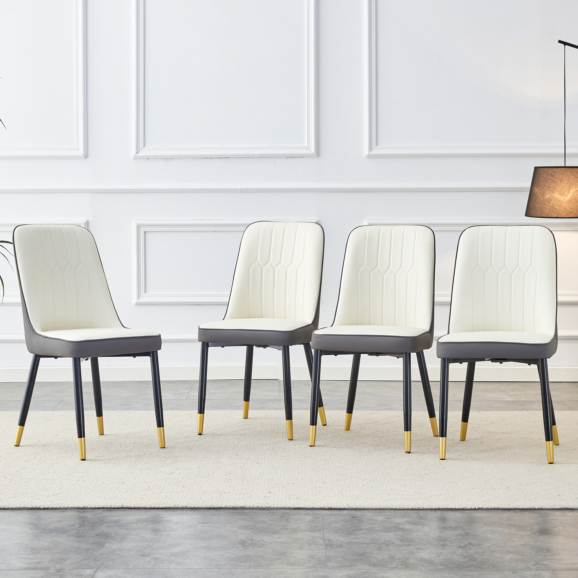 Chaise salle à manger C-007 W1151118960 blanc, gris, 4 pcs