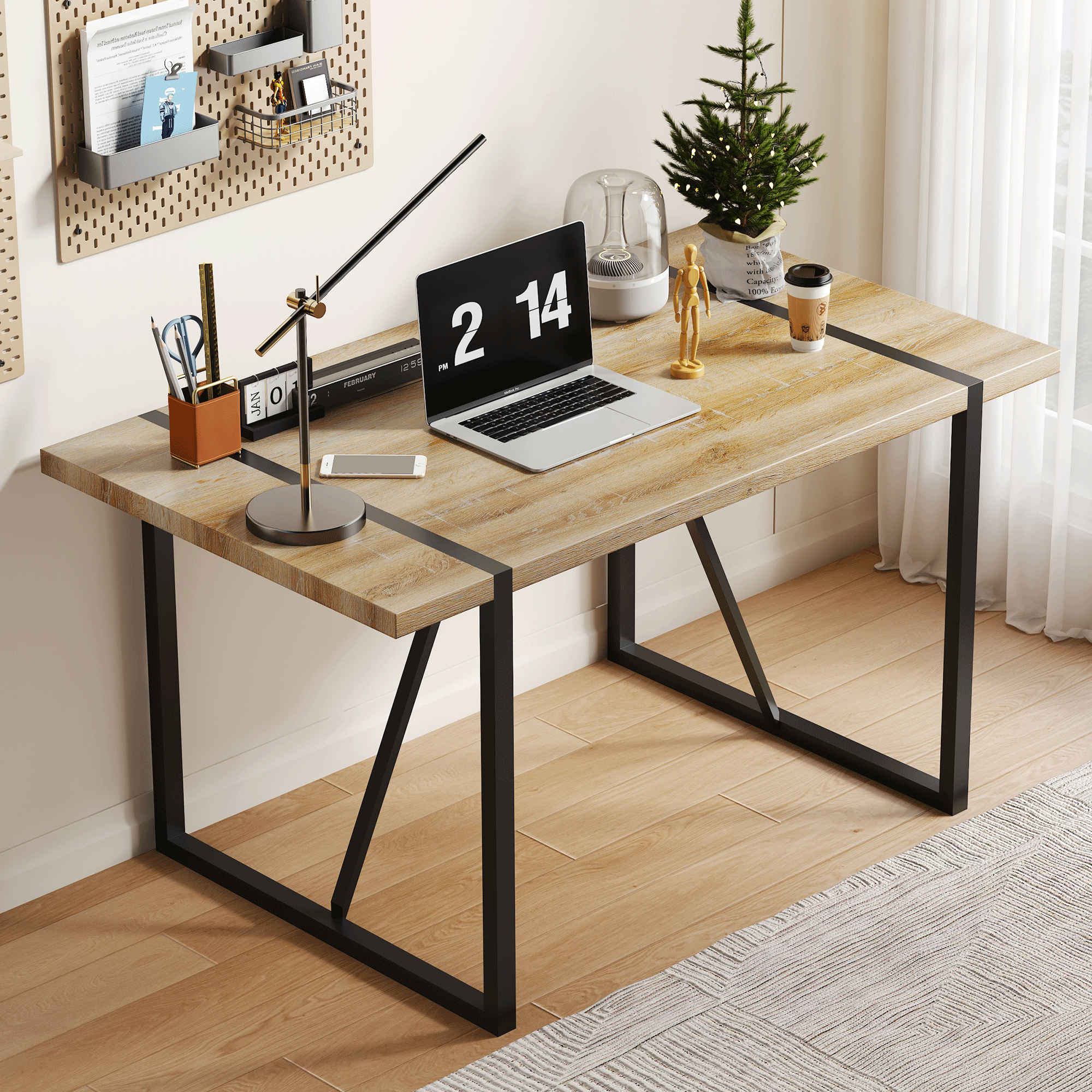 Table à manger bois rectangulaire rustique 4-6 pers.