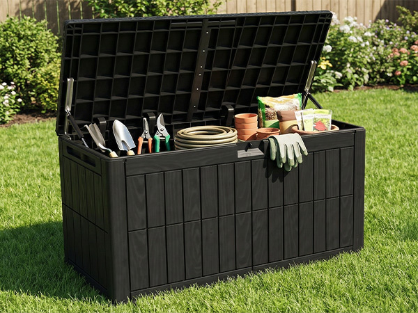 Coffre Rangement Extérieur 100 Gal Verrouillable Noir