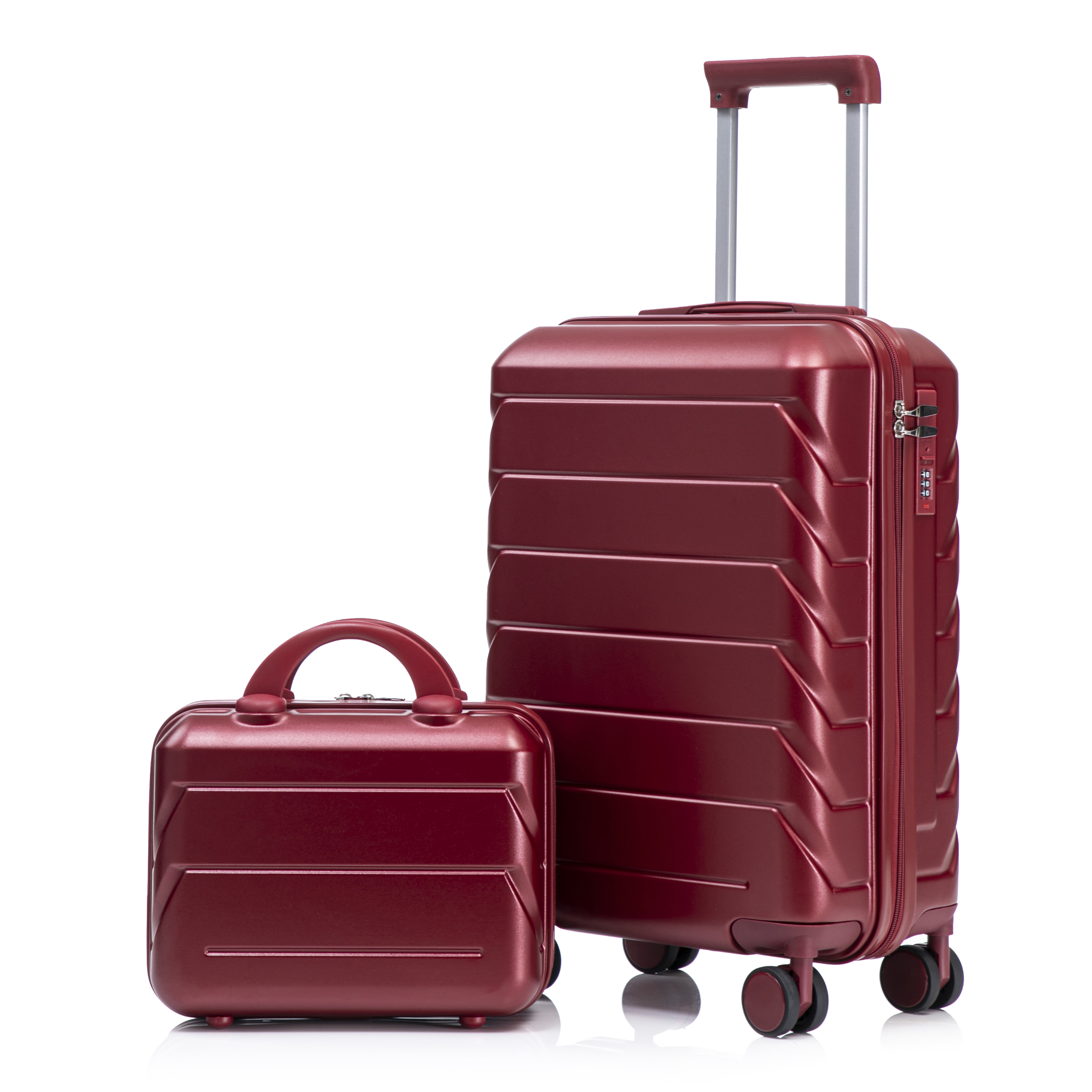 Valise ABS 14-20po 2 pcs roulettes combinaison rouge