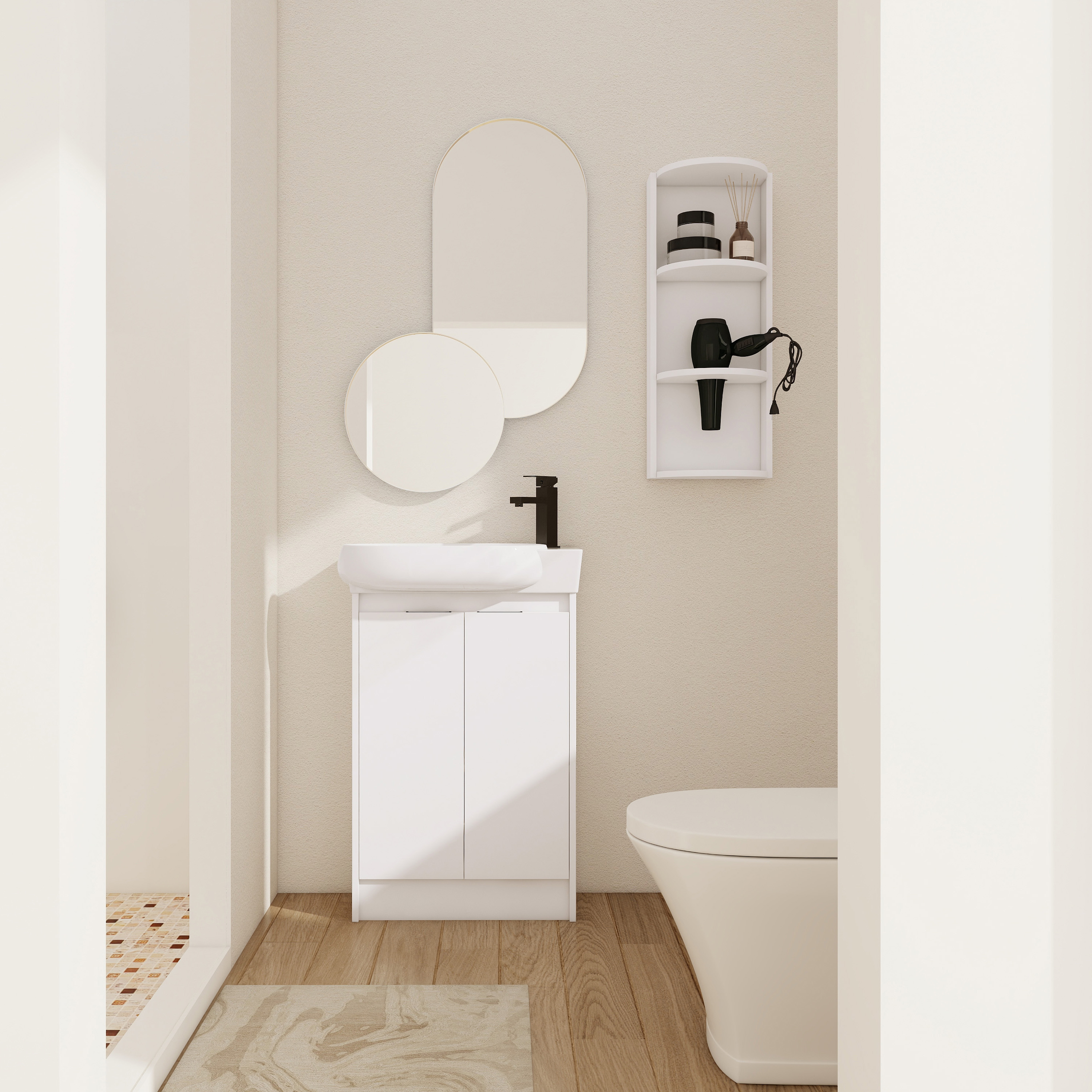 Meuble-lavabo 23'' salle de bain, portes soft-close