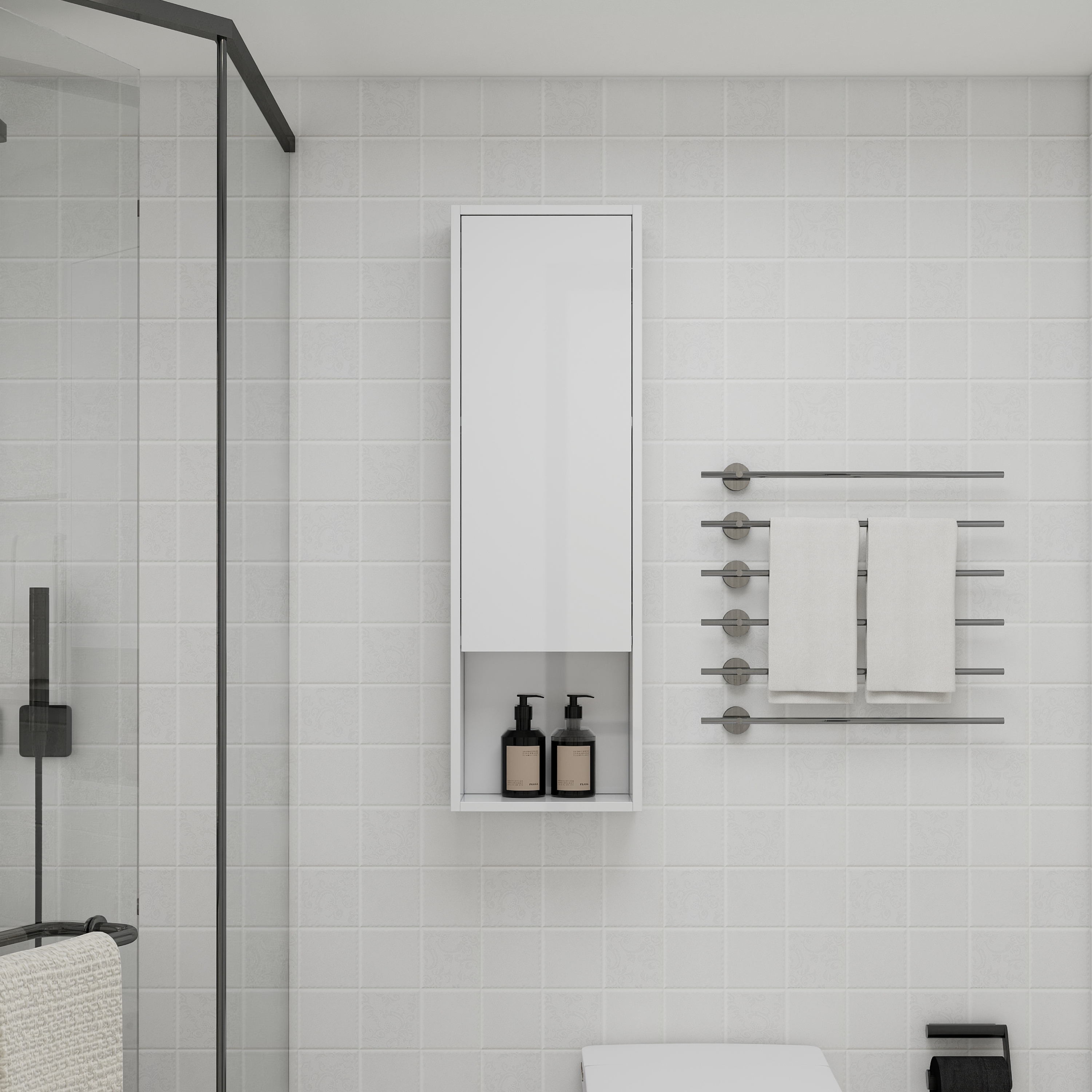Armoire murale salle bain 12 po, portes fermeture douce, blanc