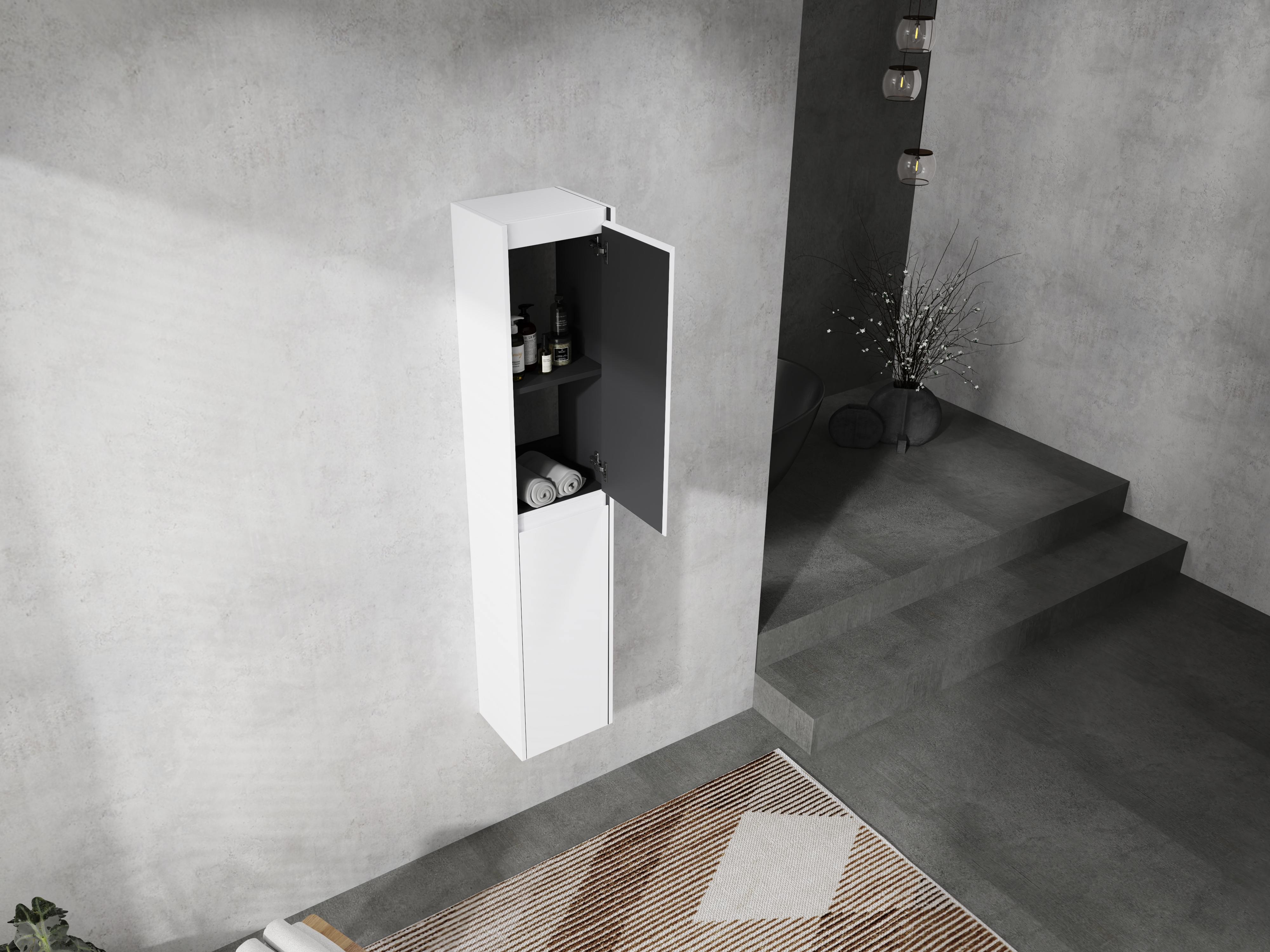 Armoire murale salle de bain 12po, 2 portes, montage flottant