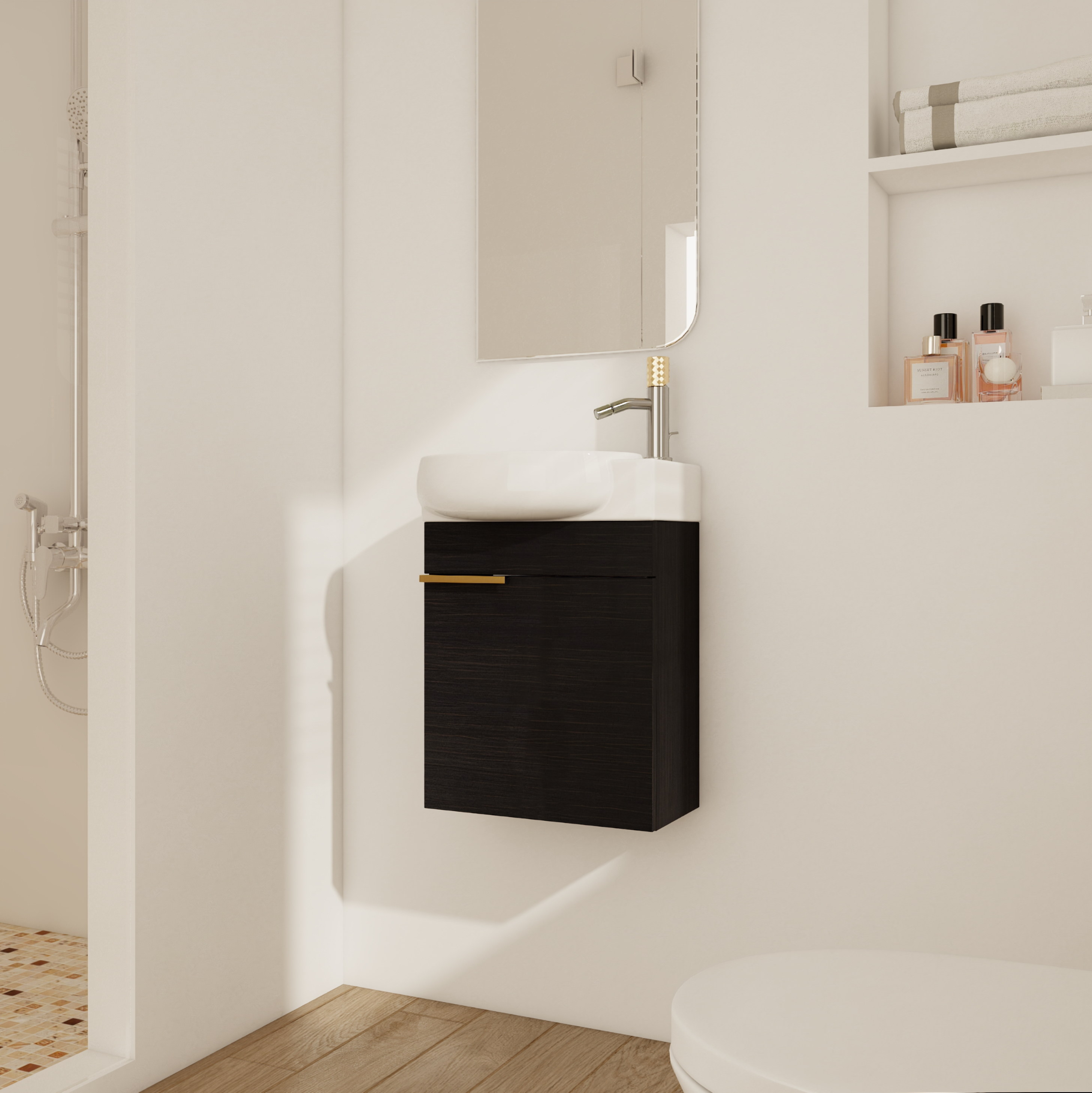 Vanité salle de bain 16 po portes fermeture douce