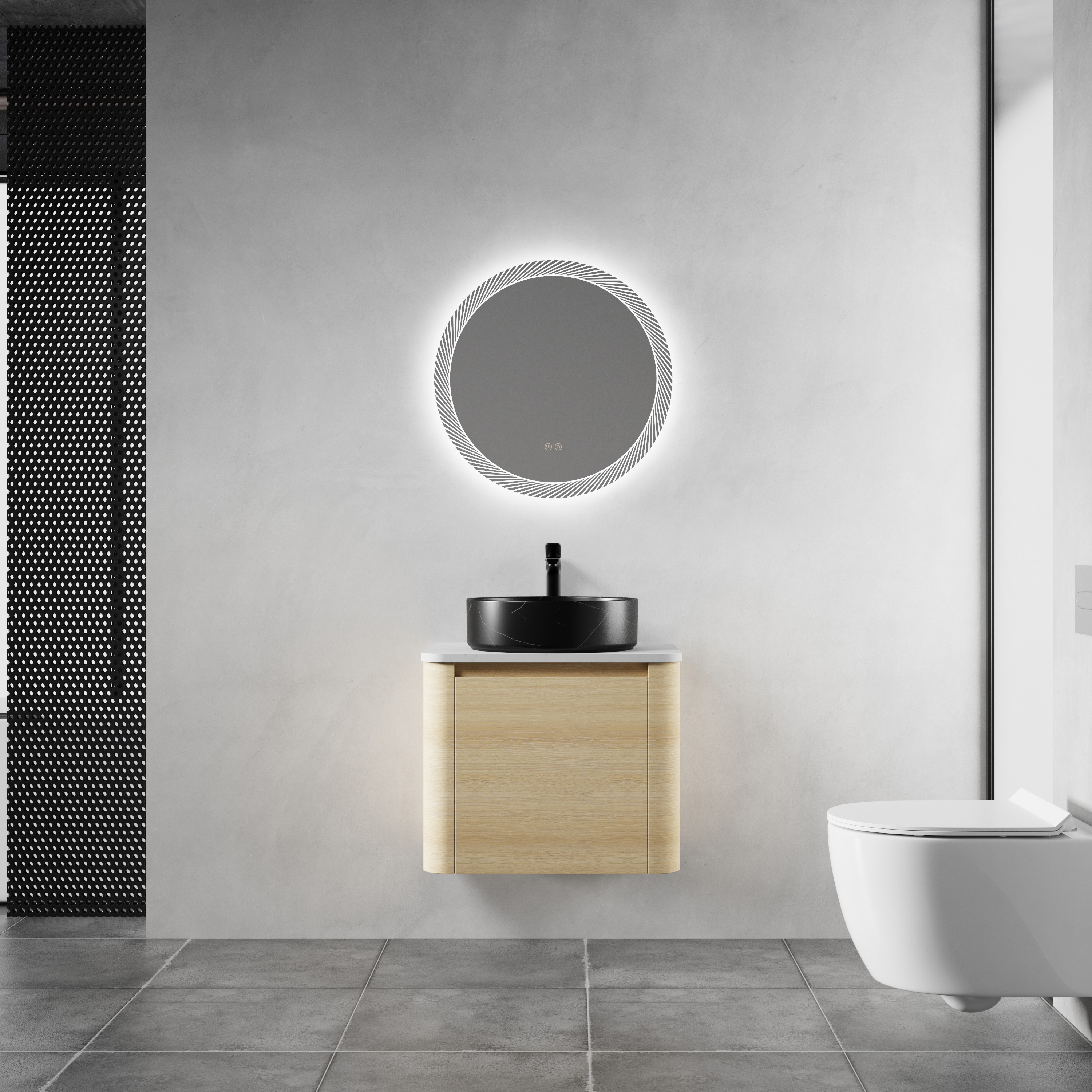 Meuble-lavabo mural 24" céramique porte fermeture douce
