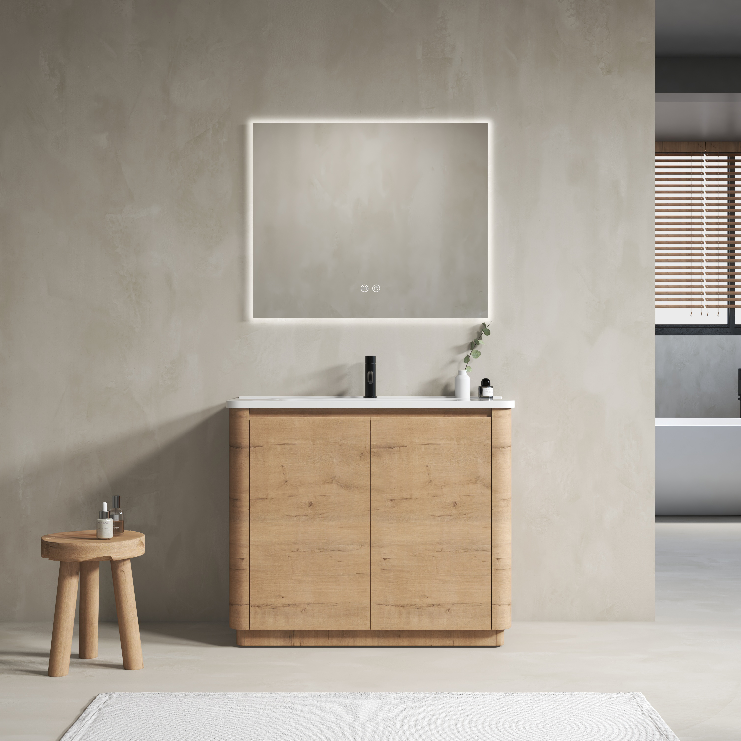 Vanité salle de bain 40po blanc, 2 portes, céramic