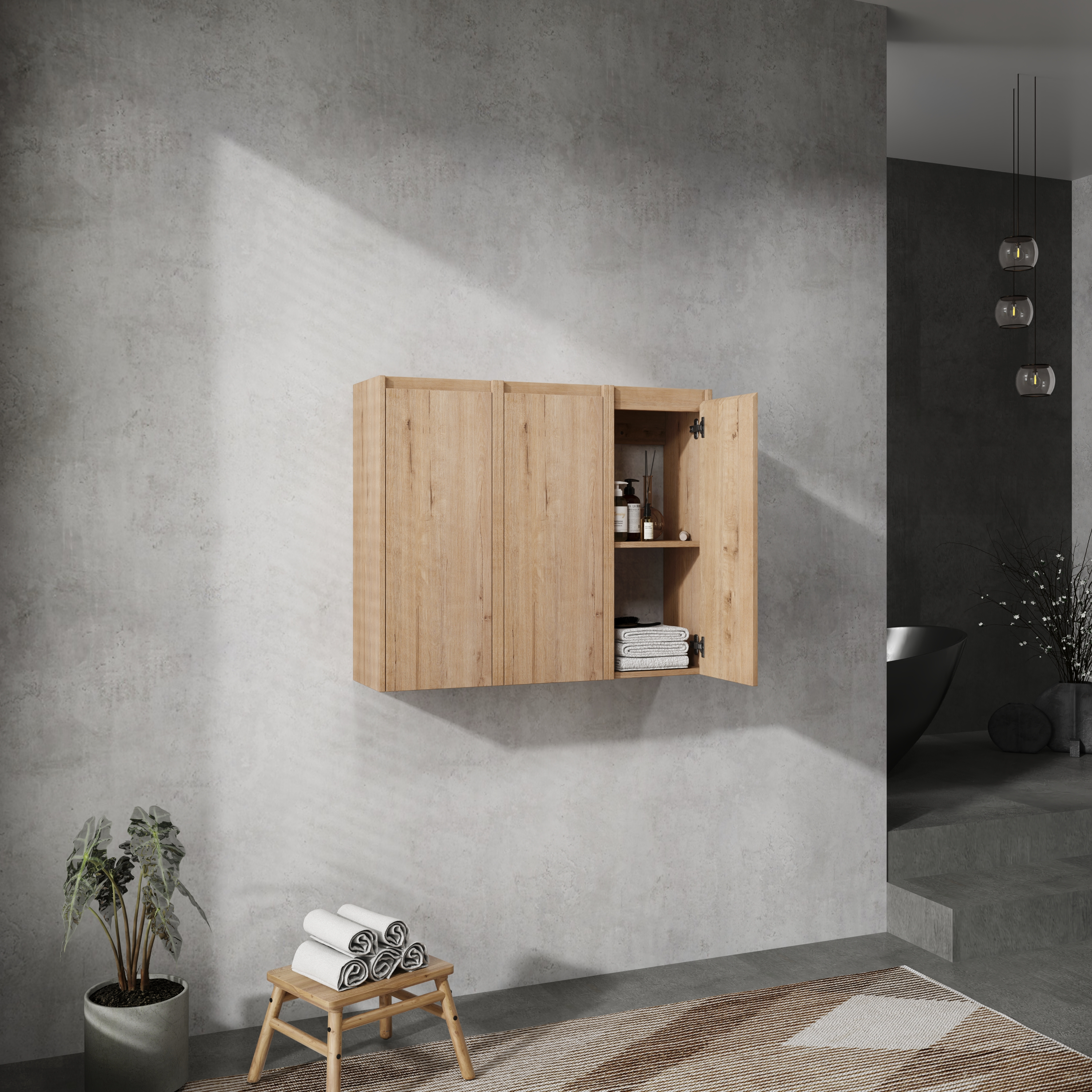 Armoire salle bain 36" 3 portes flottante design