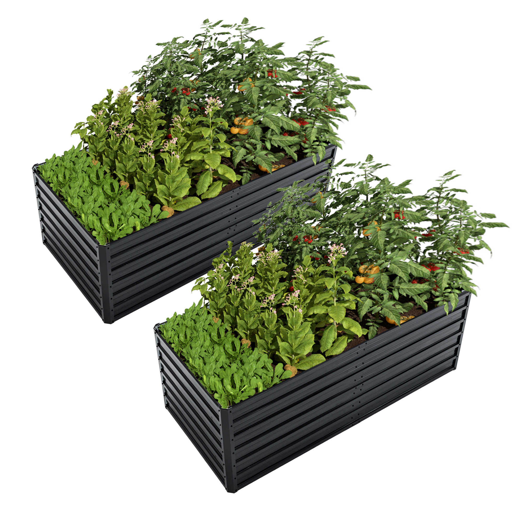 2 bacs jardin surélevés galvanisé 6x3x2pi légumes