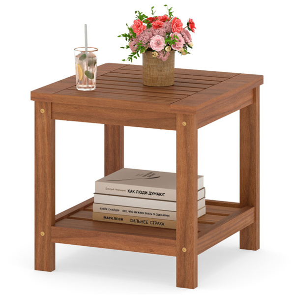 Table d'appoint bois 2 étages assemblage facile jardin