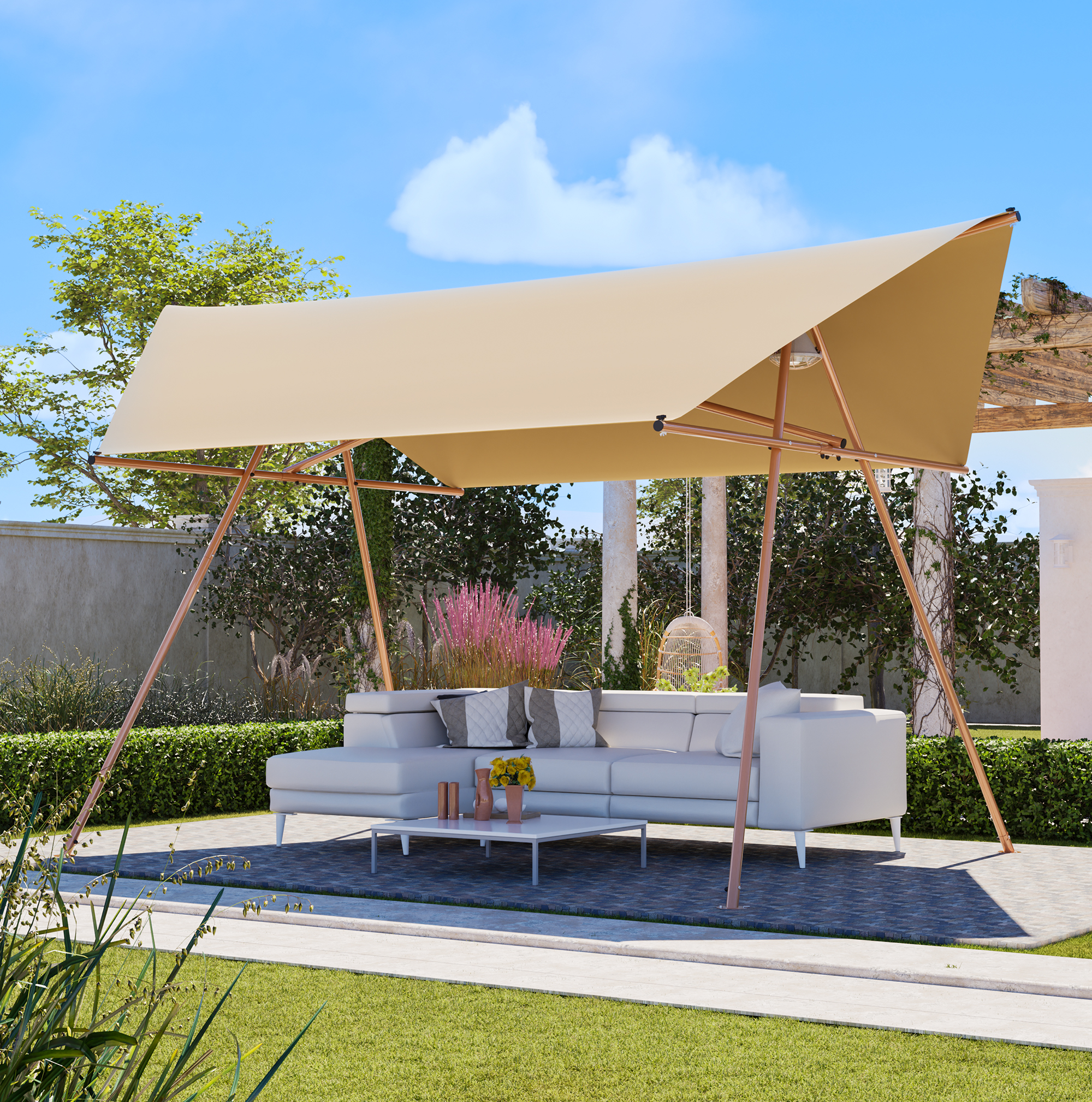 Voile ombrage hexagon 206x118 UPF 50 khaki
