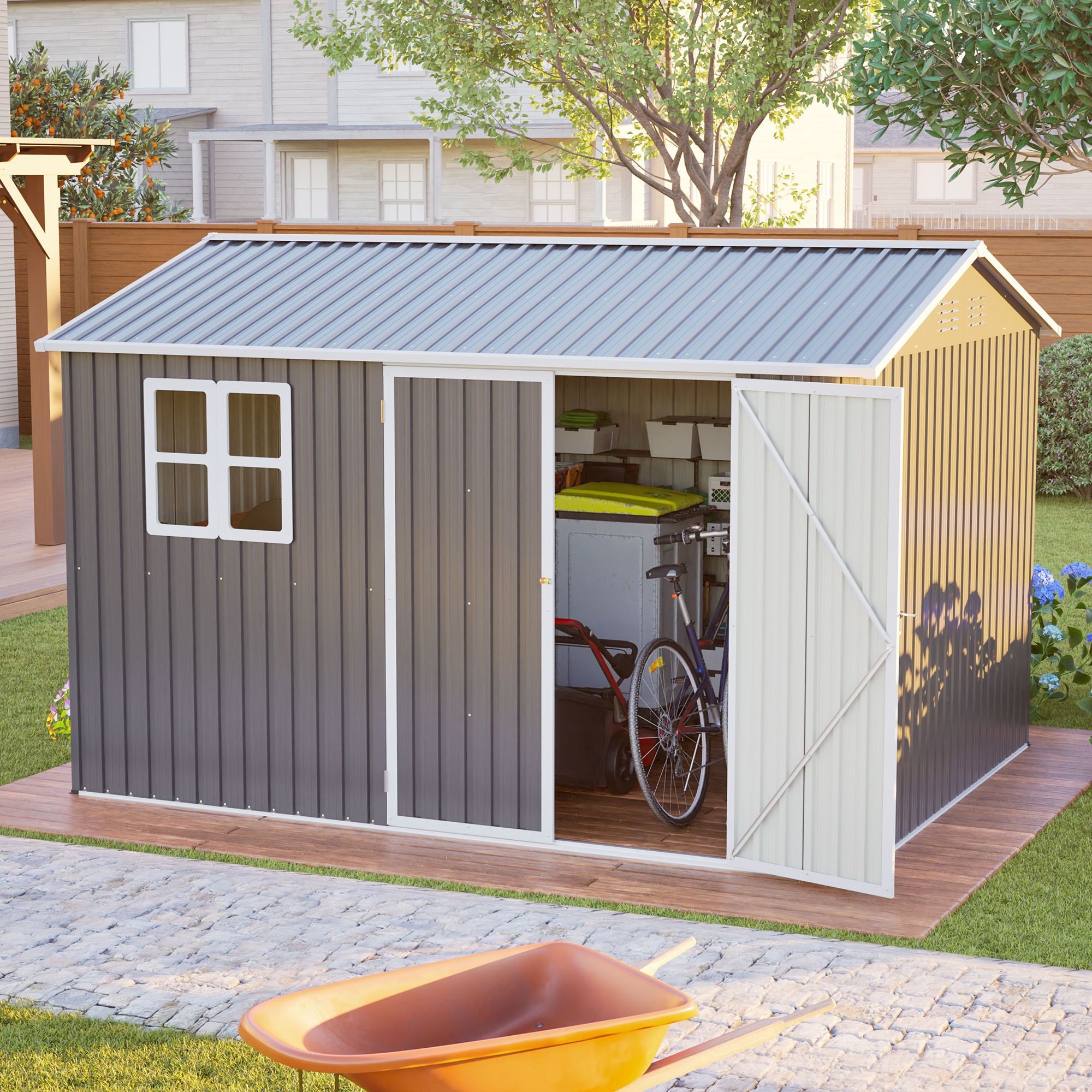 Remise rangement acier 10'x8' fenêtre, portes verrouillables