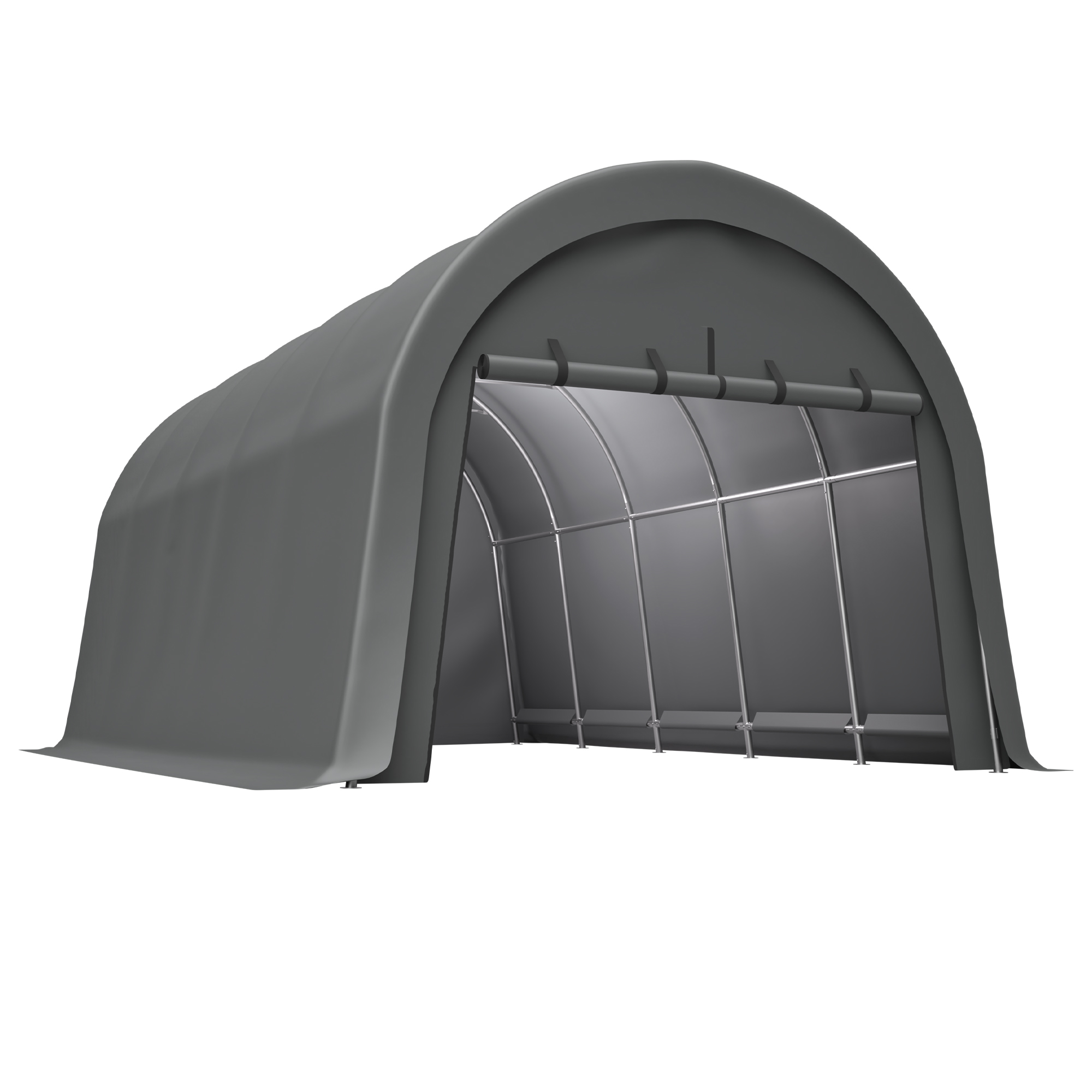 Carport 12x20 pi cadre acier, résistant vent neige, rangement